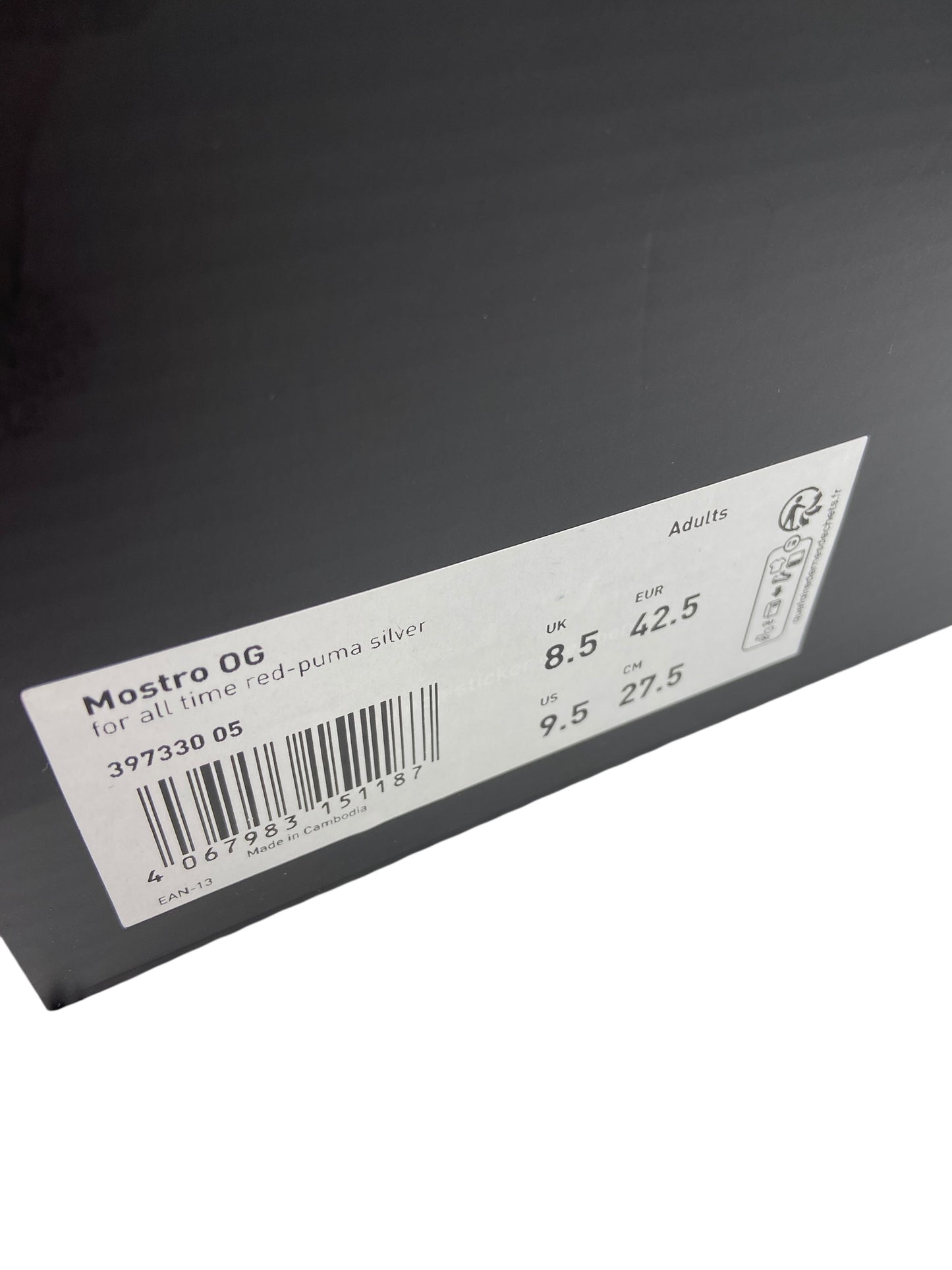 Preowned Puma Mostro OG Red Silver Sz 9.5M/11W 397330-05