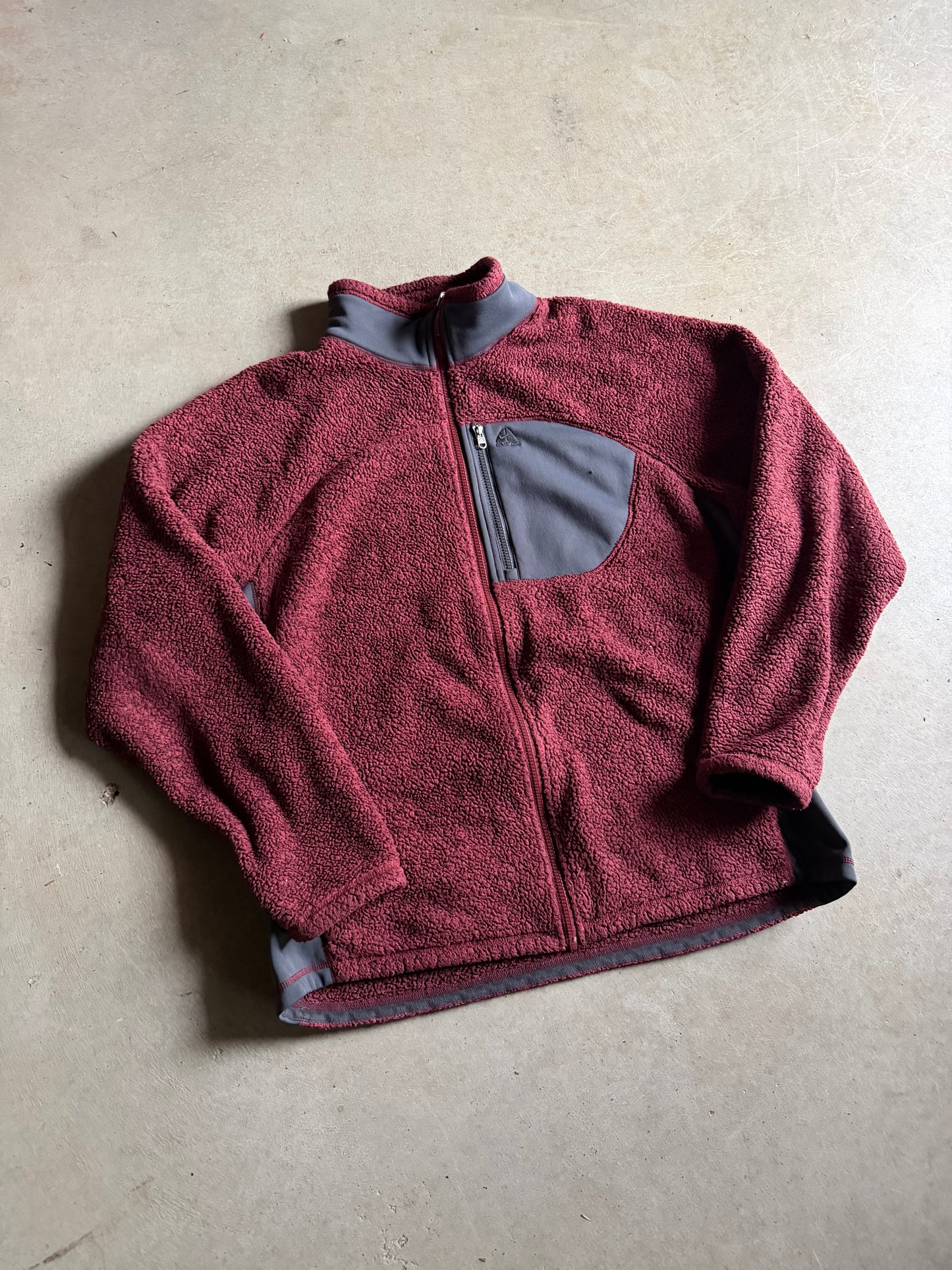 VTG Nike ACG Maroon Deep Fleece Jacket Sz XL