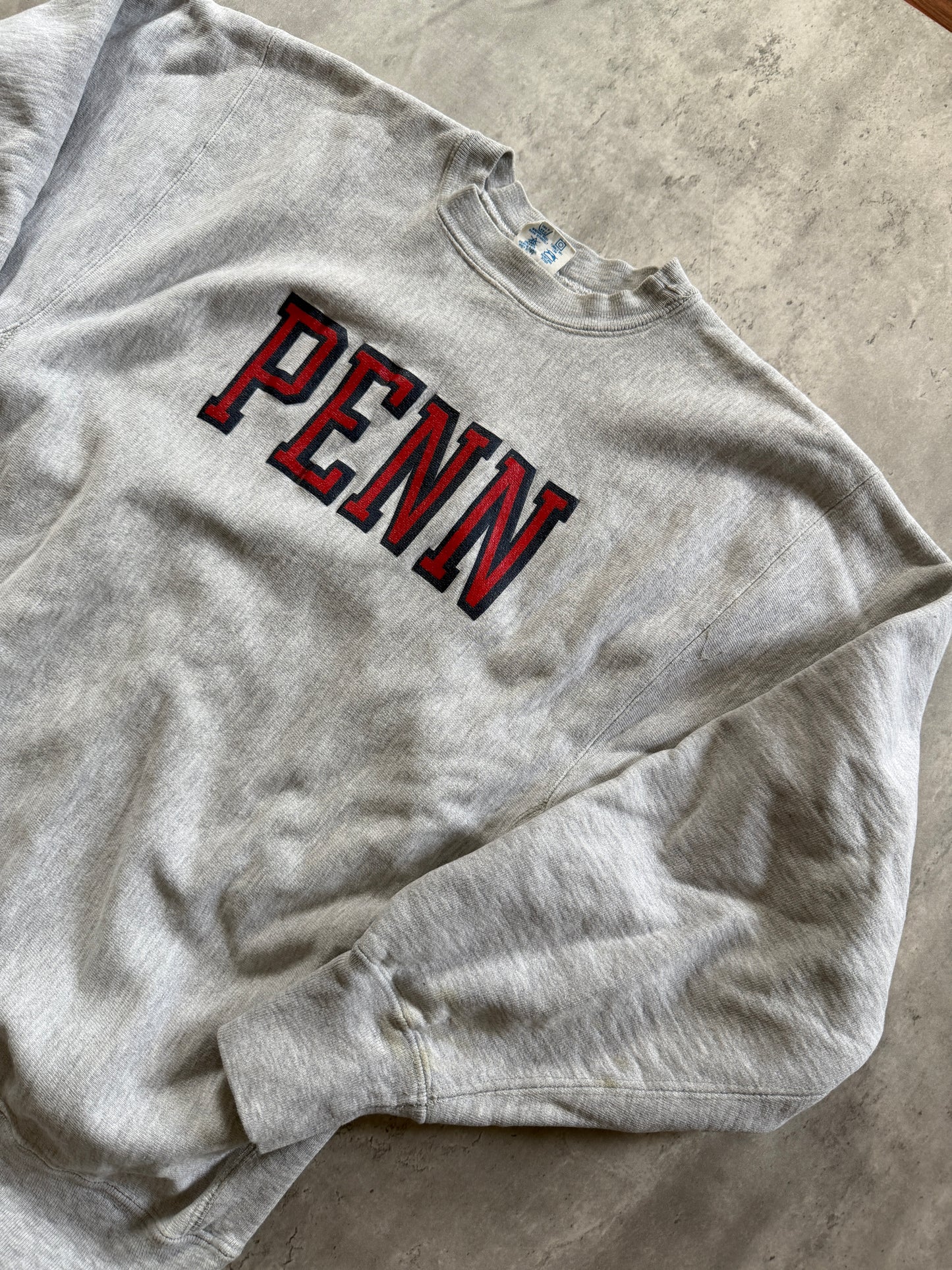 80s Vintage Champion Reverse Weave Penn State Sweatshirt Gray Distressed Sz L