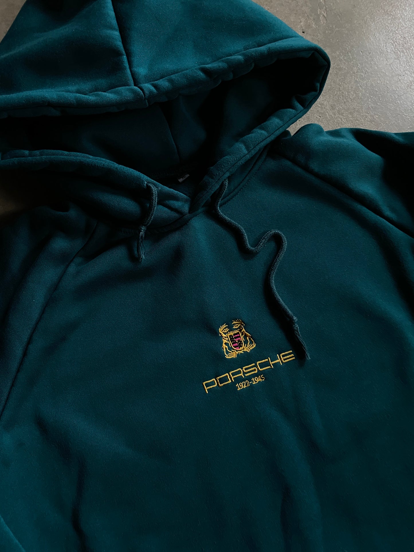 Porsche Teal Embroidered Hoodie Sz XL