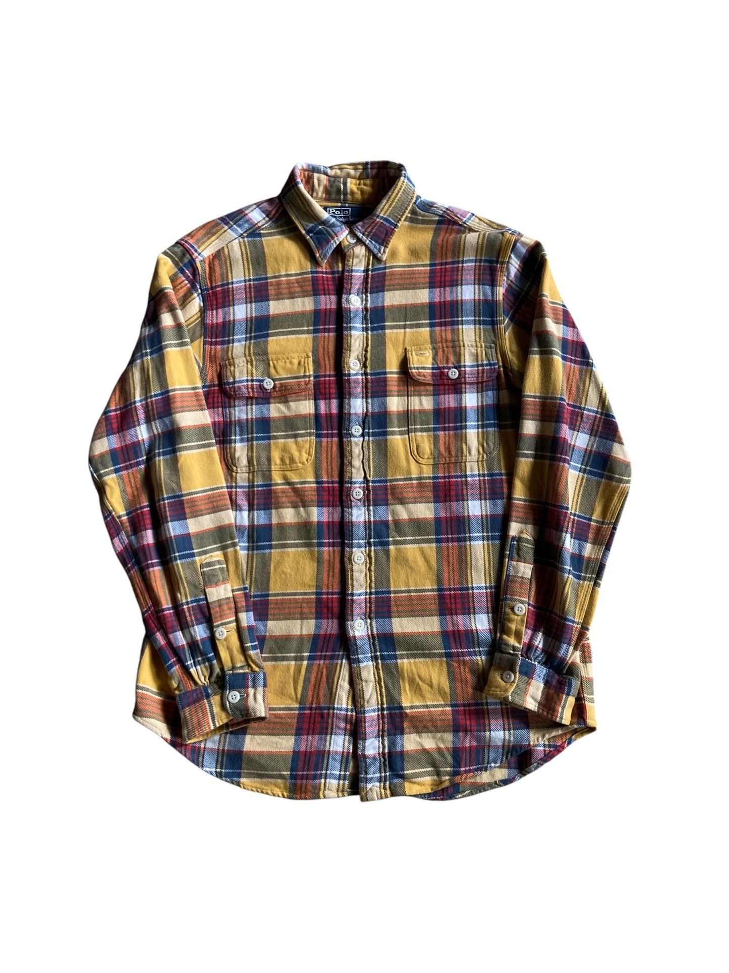 Ralph Lauren Auburn Yellow Flannel Button Shirt Sz L
