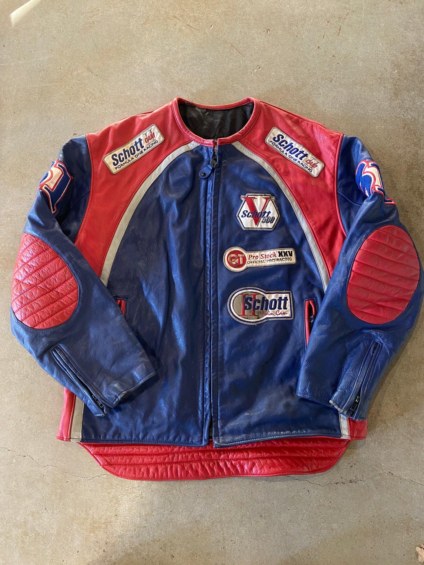 VTG Schott NYC Formula One Racing Leather Jacket Sz XXL