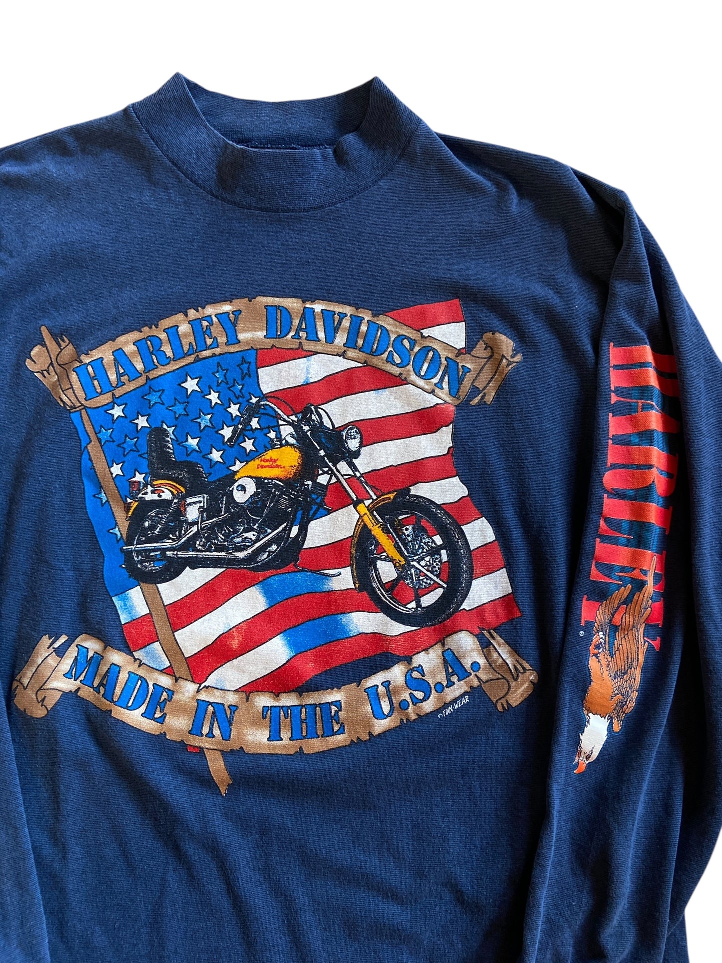 VTG Harley Davidson Made In The USA Blue LS Tee Sz L