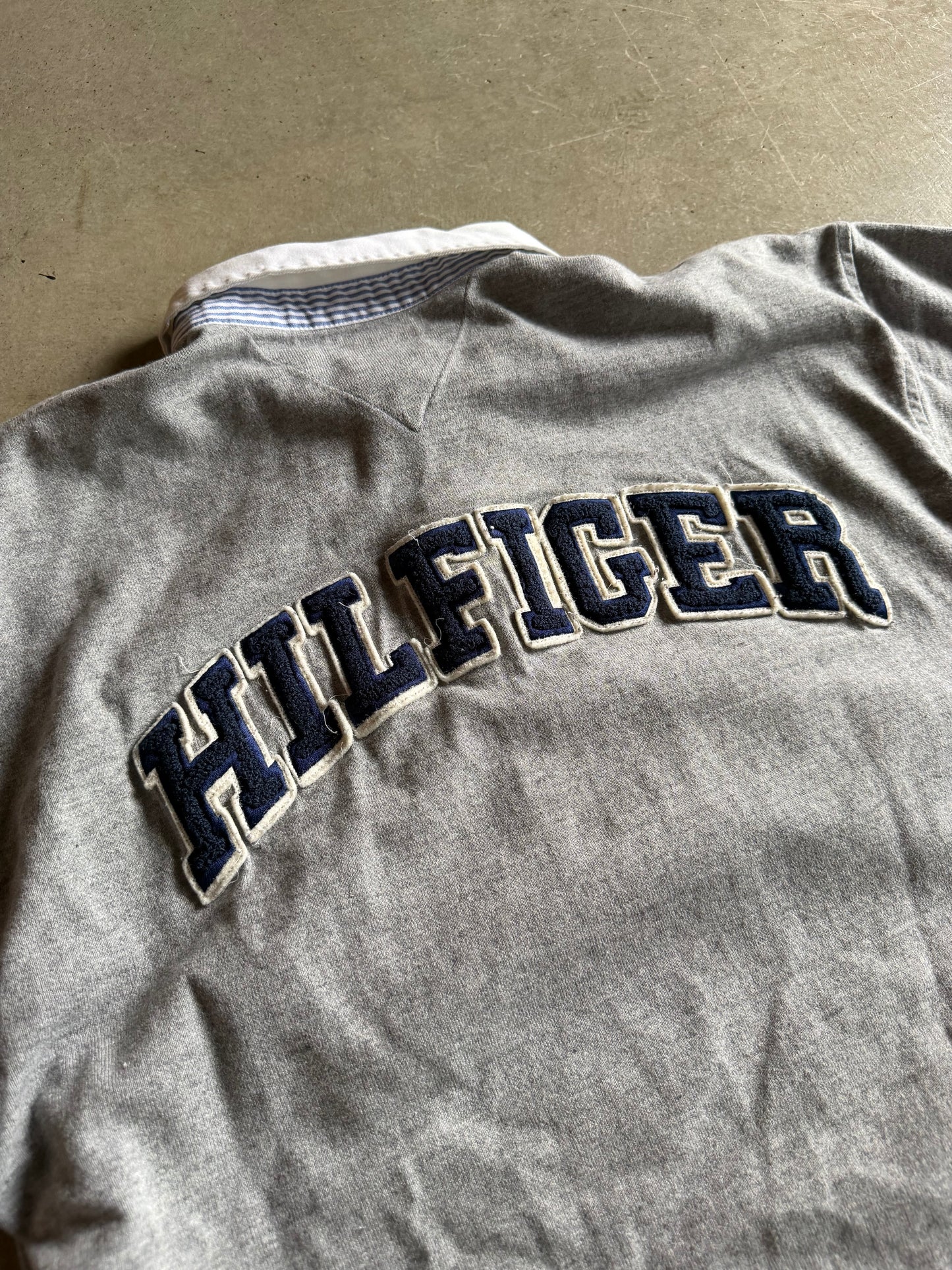 VTG Tommy Hilfiger Gray Rugby Shirt Sz L