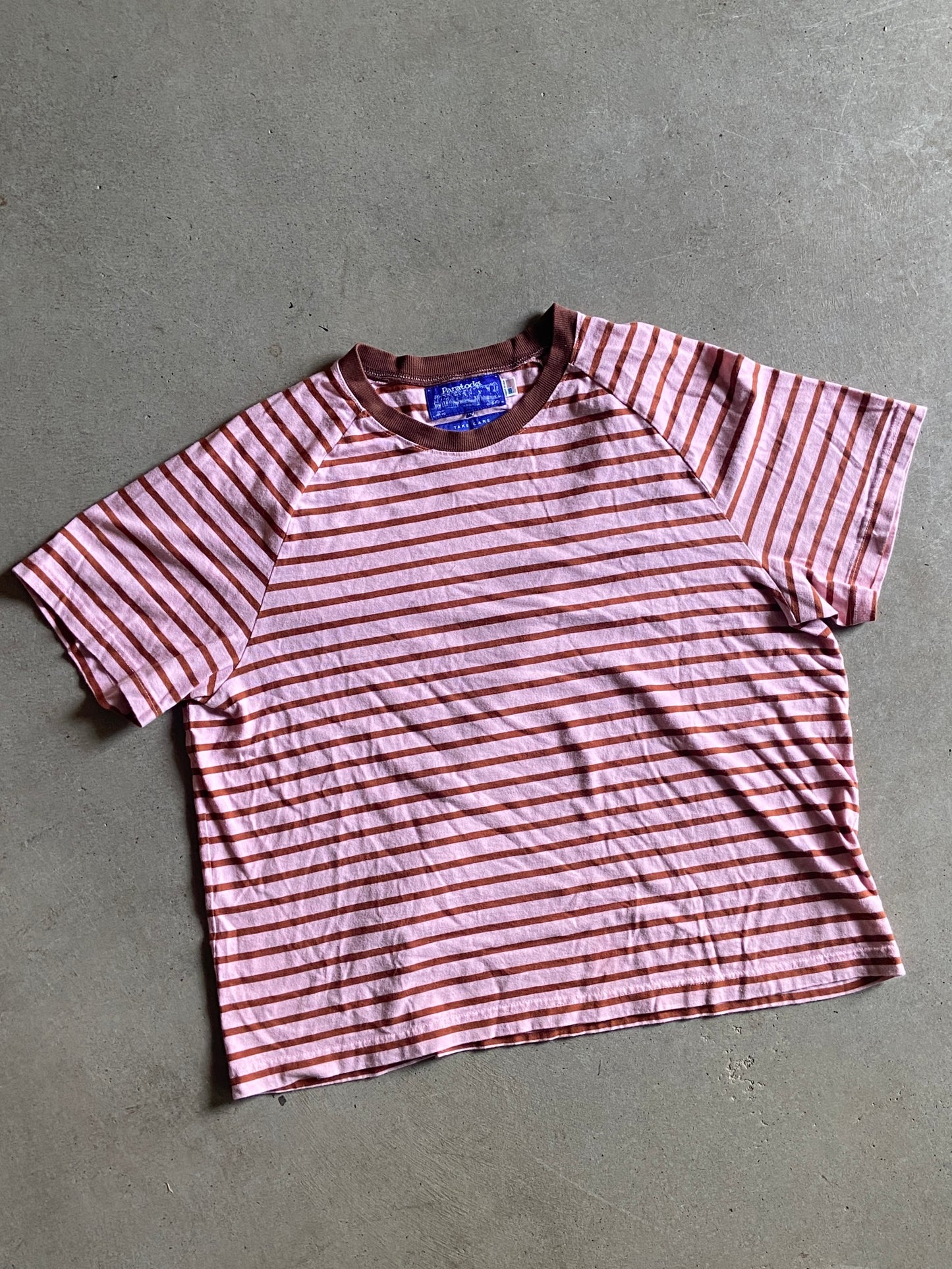 Paratodo Pink/Brown Stripe Tee Sz XL