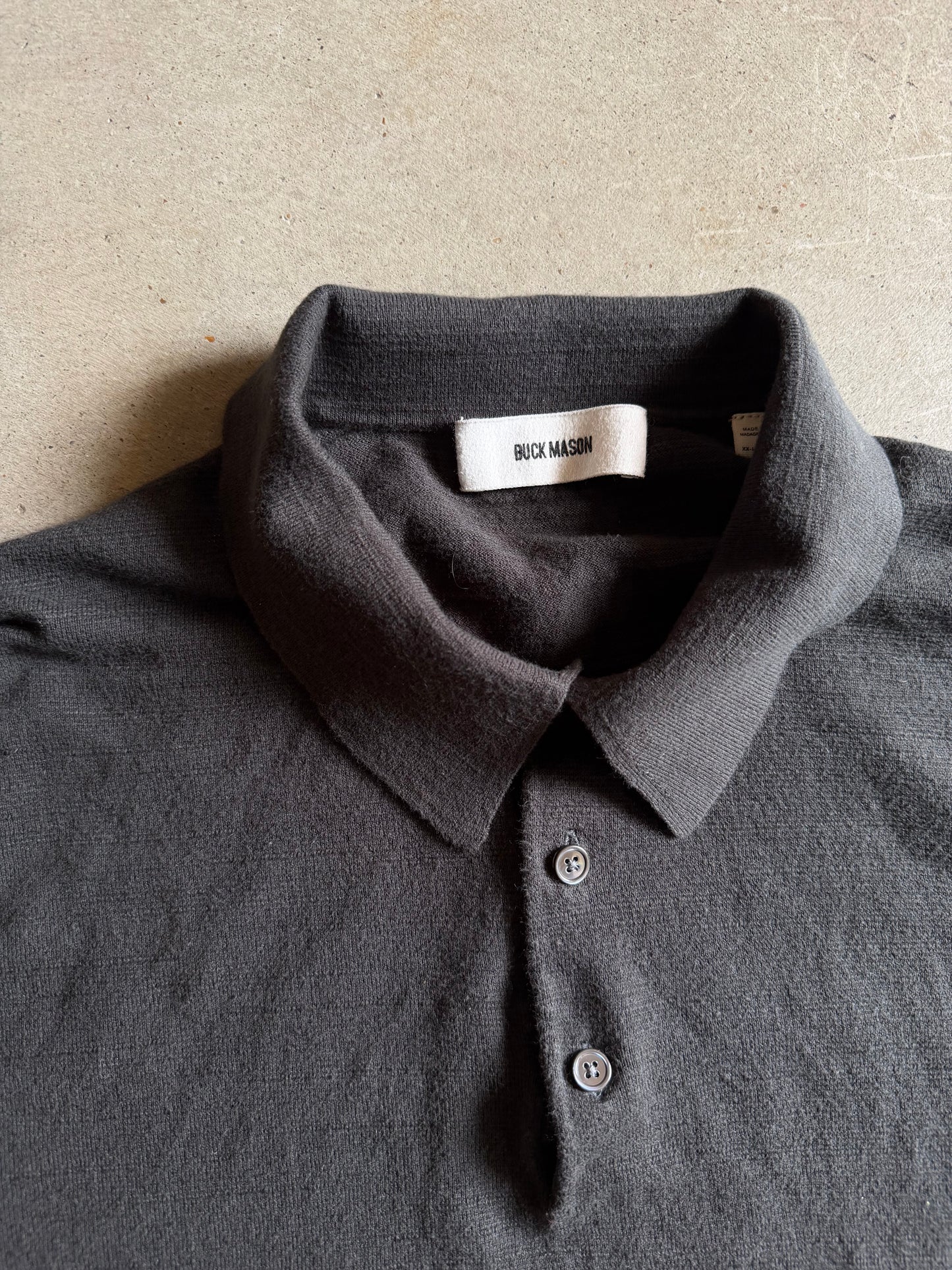 Buck Mason Black Polo Shirt Sz XL