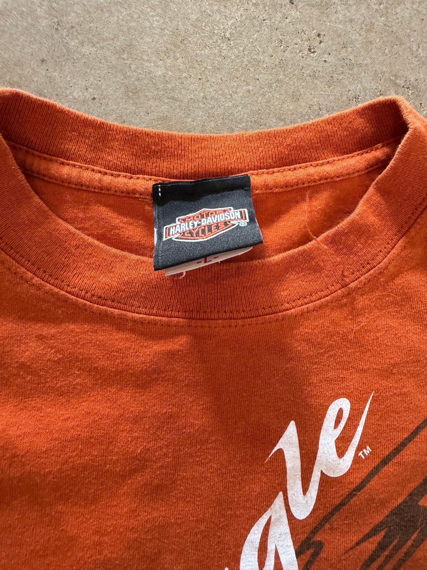 VTG Harley Davidson Screamin Eagle Orange Tee Sz L