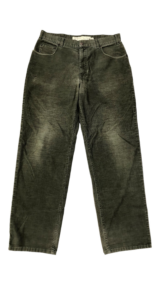 VTG Abercrombie & Fitch Green Corduroy Pants Sz 36x33