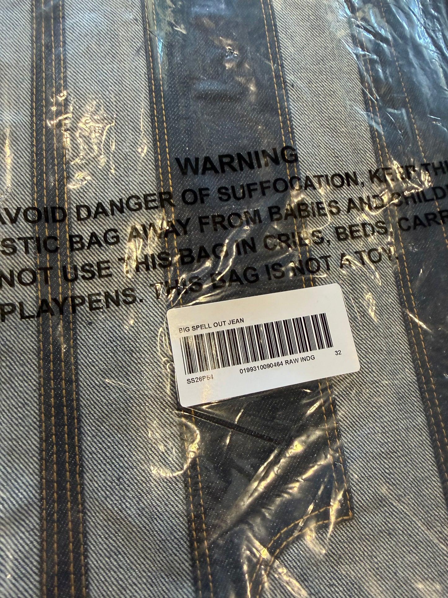 Supreme Inset Spellout Baggy Jean Rigid Indigo Sz 32