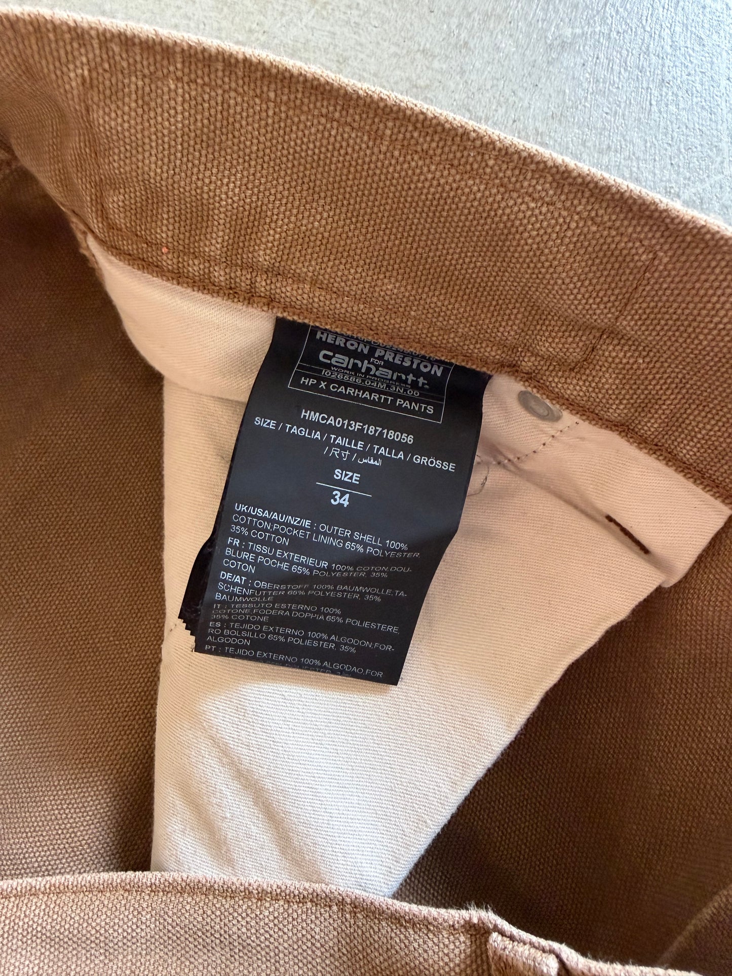 Heron Preston x Carhartt Double Knee Pants Sz 34x32