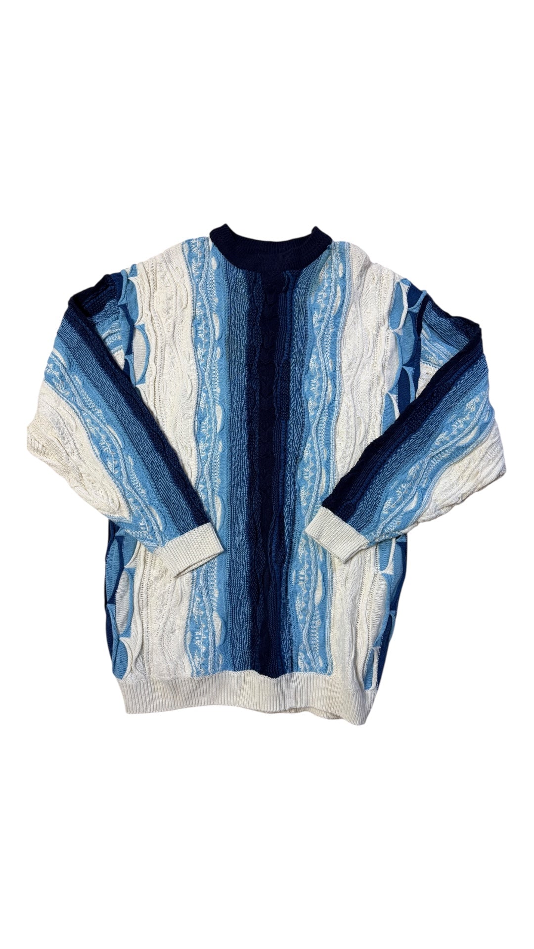 Y2K Raw Blue Coogi Style Sweater Sz XXL