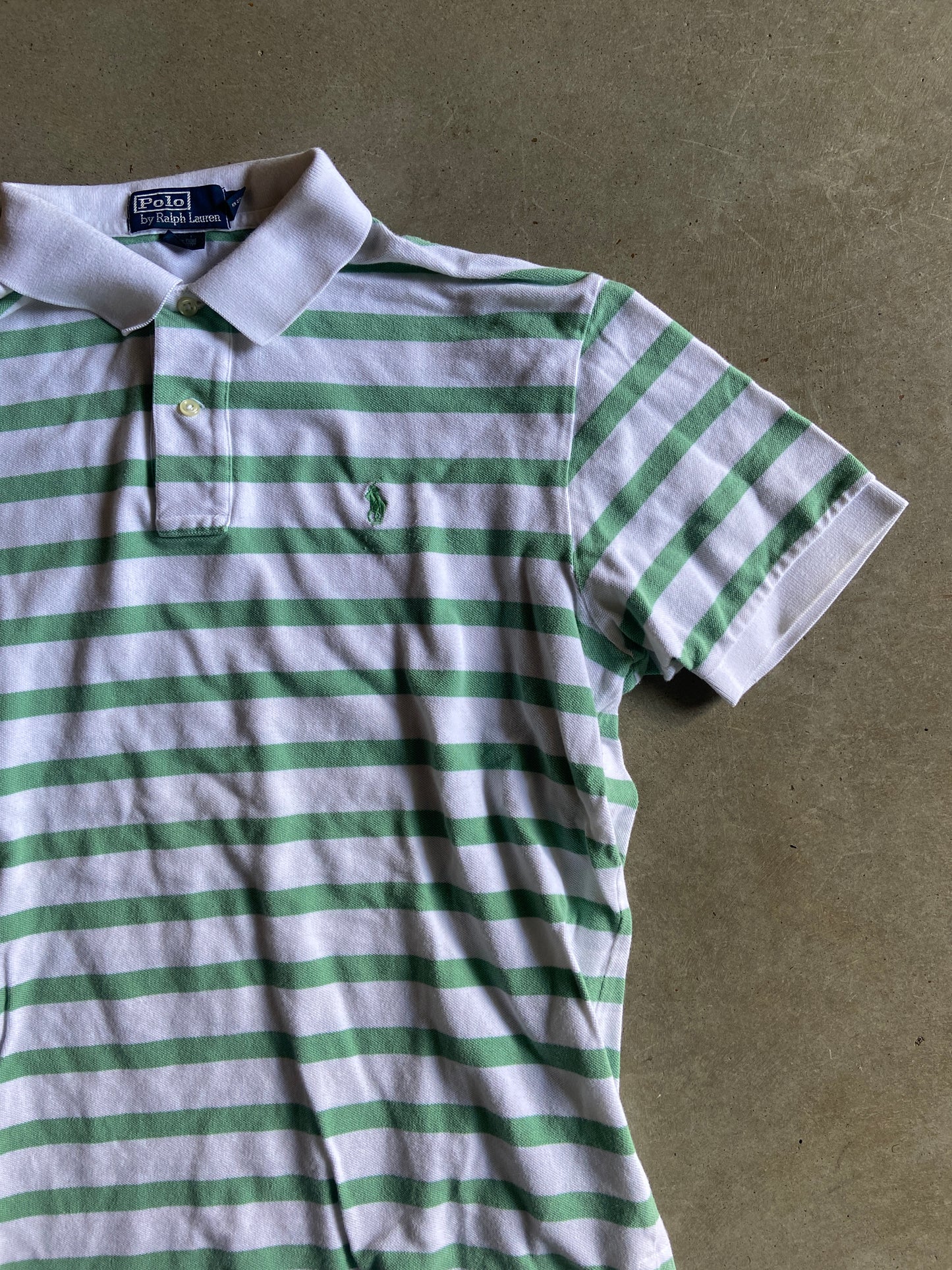 VTG Polo Ralph Lauren Mint/White Polo Shirt Sz L