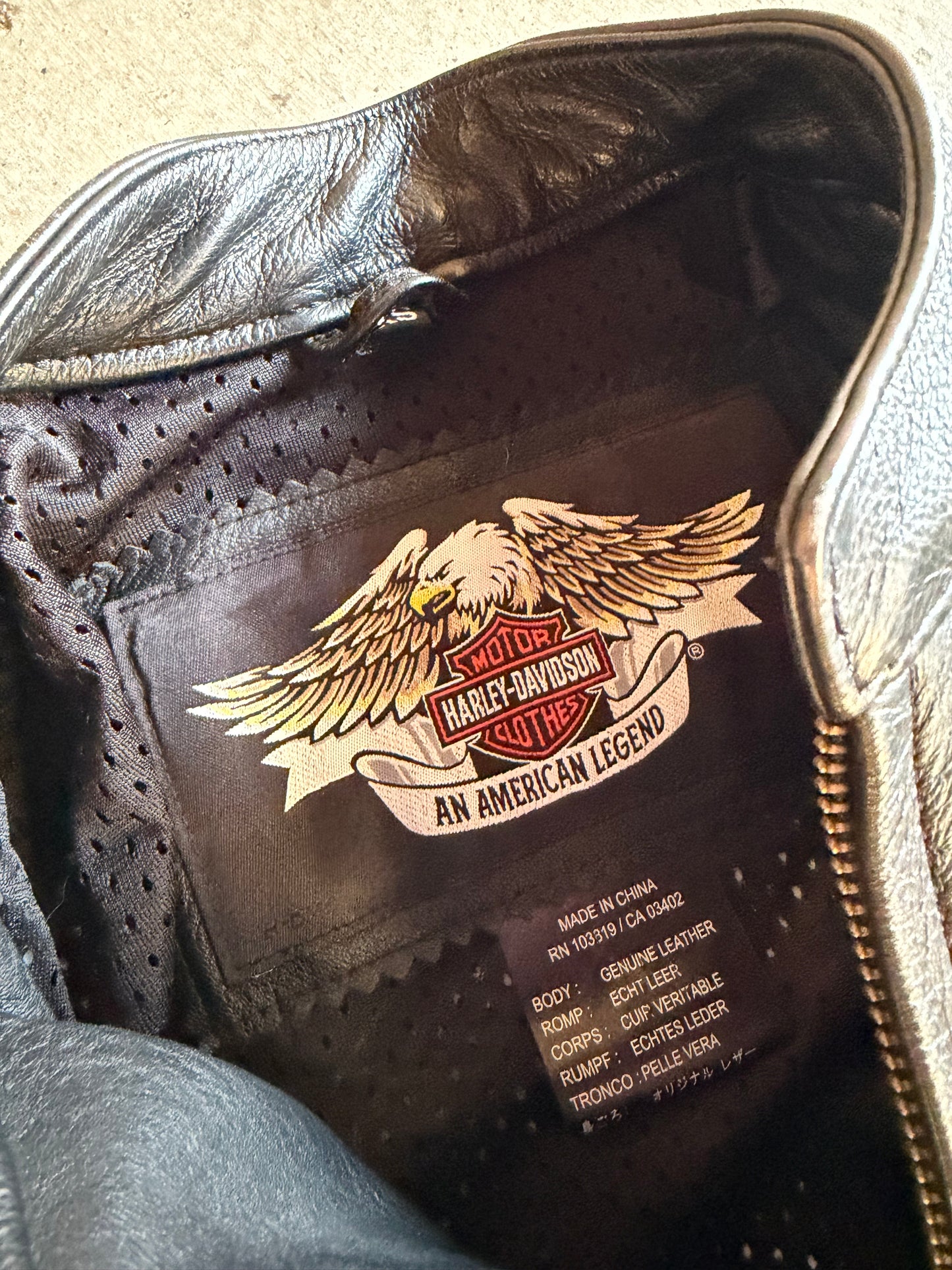 Harley Davidson Black Leather Jacket Sz XS