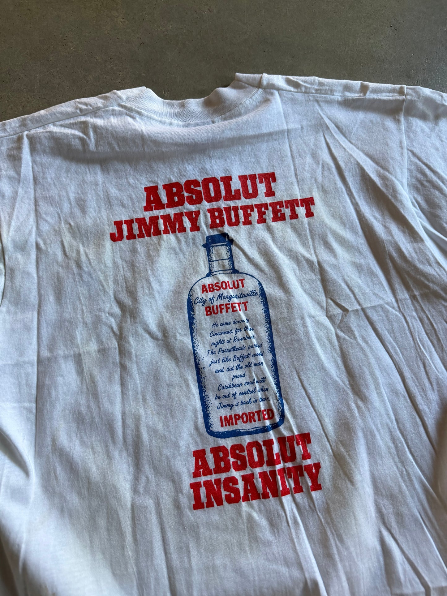 VTG Jimmy Buffet Absolut Insanity Vodka Tee Sz L