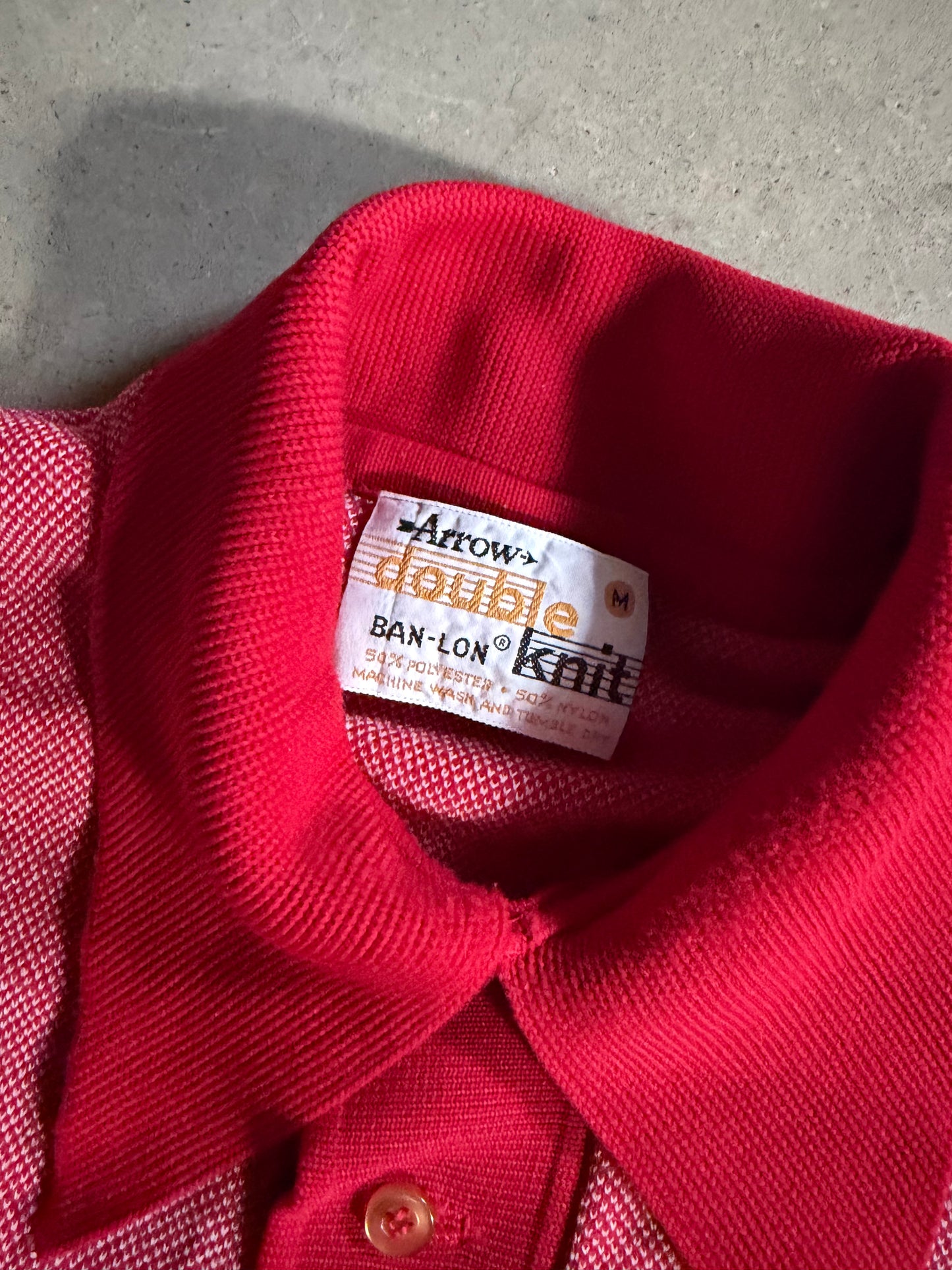 VTG Arrow Double Knit Red Polo Shirt Sz M