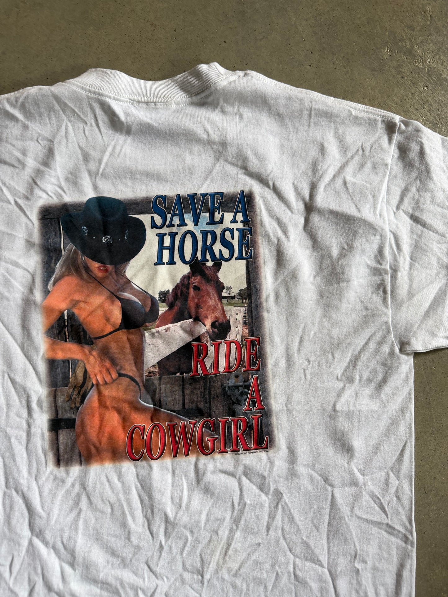 Save A Horse Ride A Cowgirl Tee Sz L