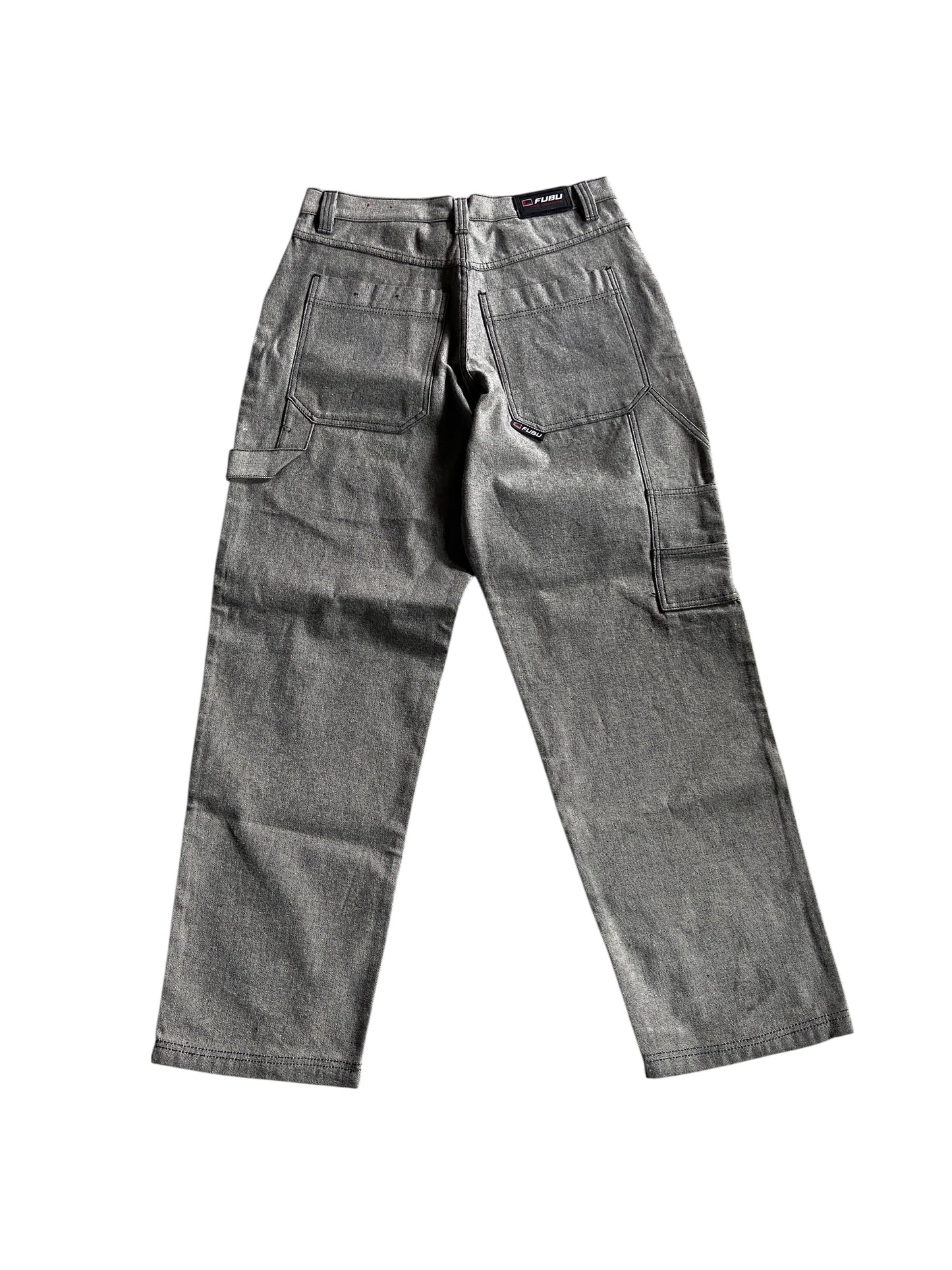 Y2K Fubu Gray Baggy Denim Jeans Sz 36x34