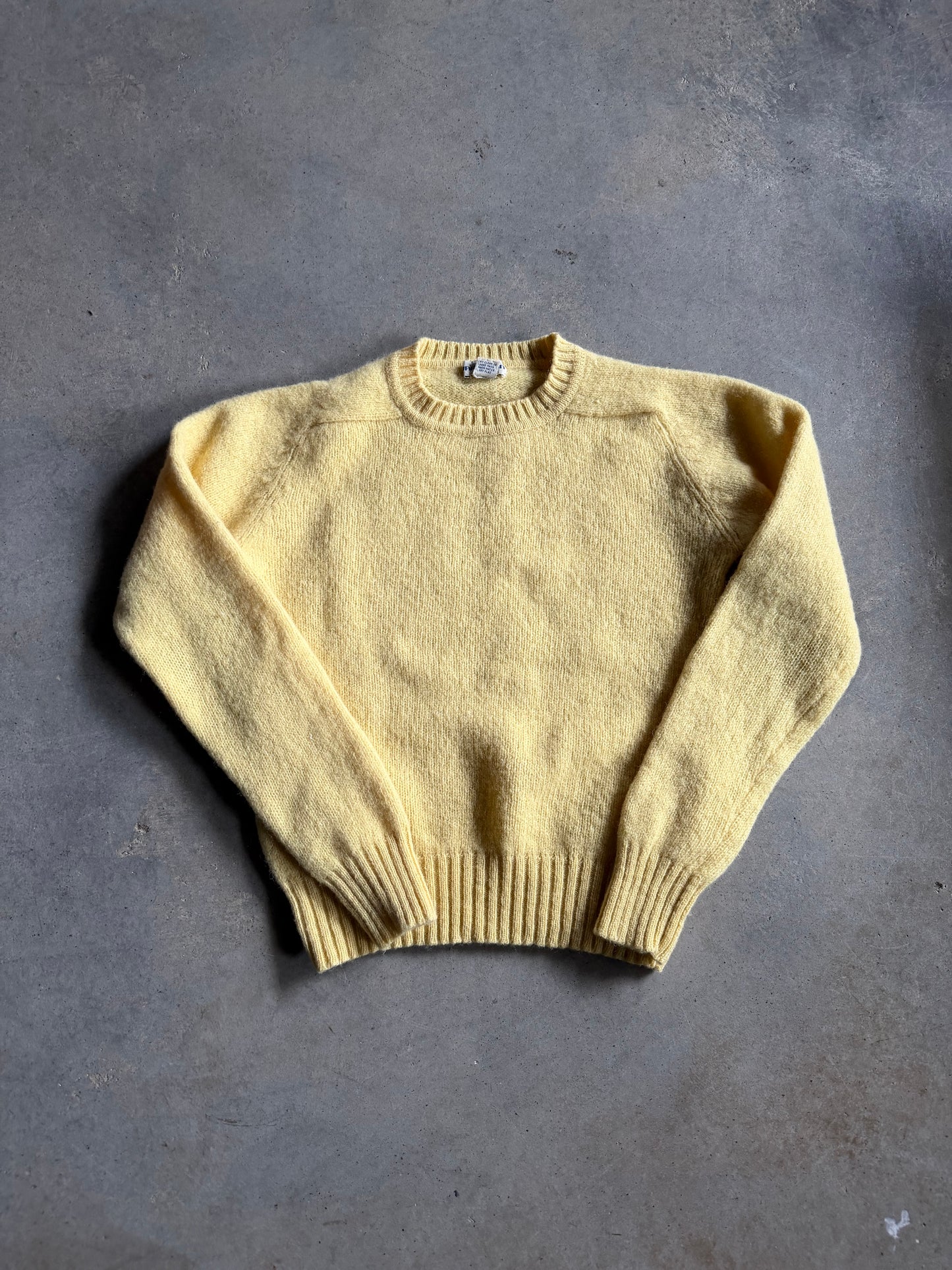 VTG Cain Sloan Shetland Wool Yellow Sweater Sz S
