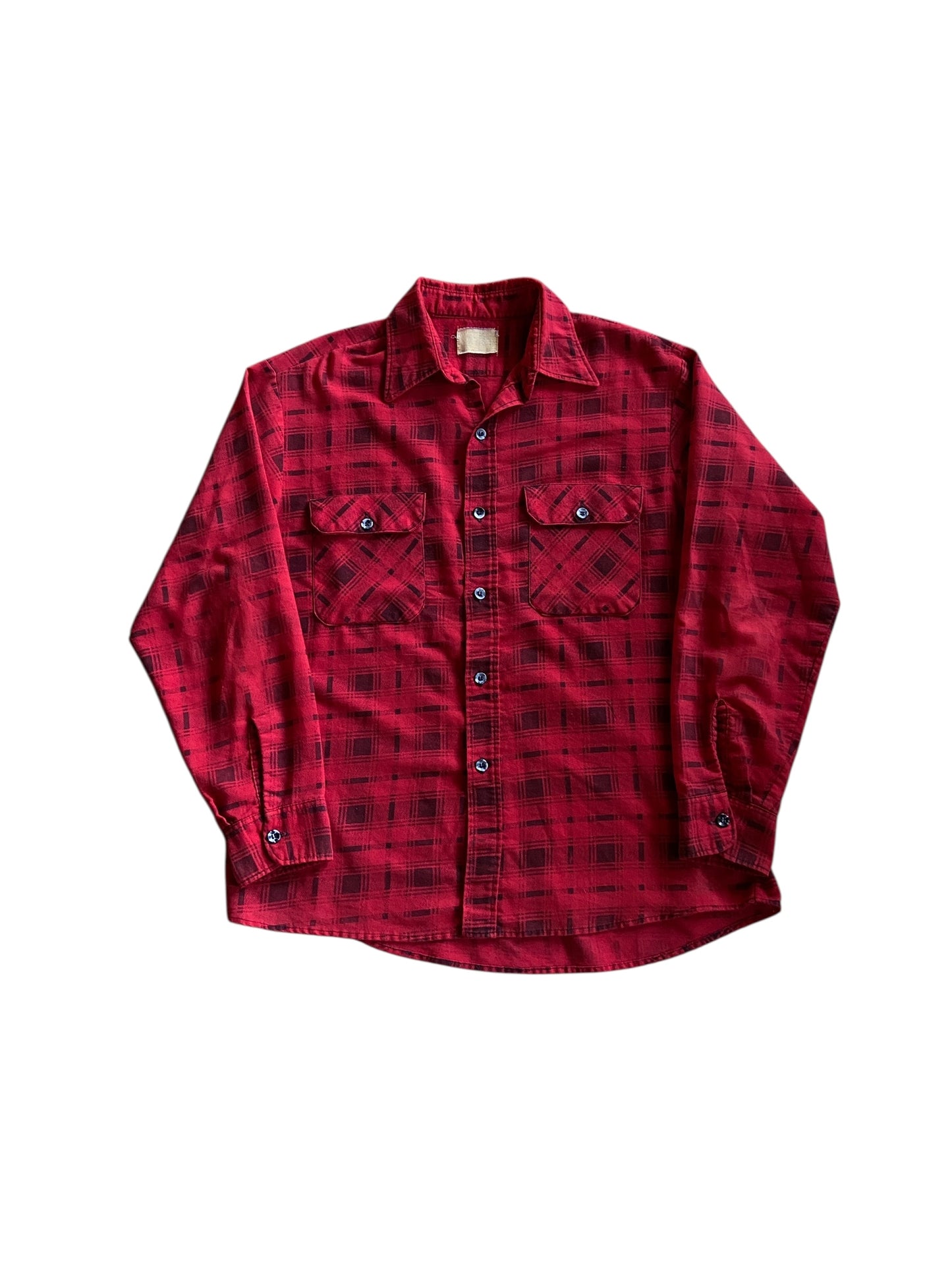 VTG Sears Red Plaid Flannel Sz XL