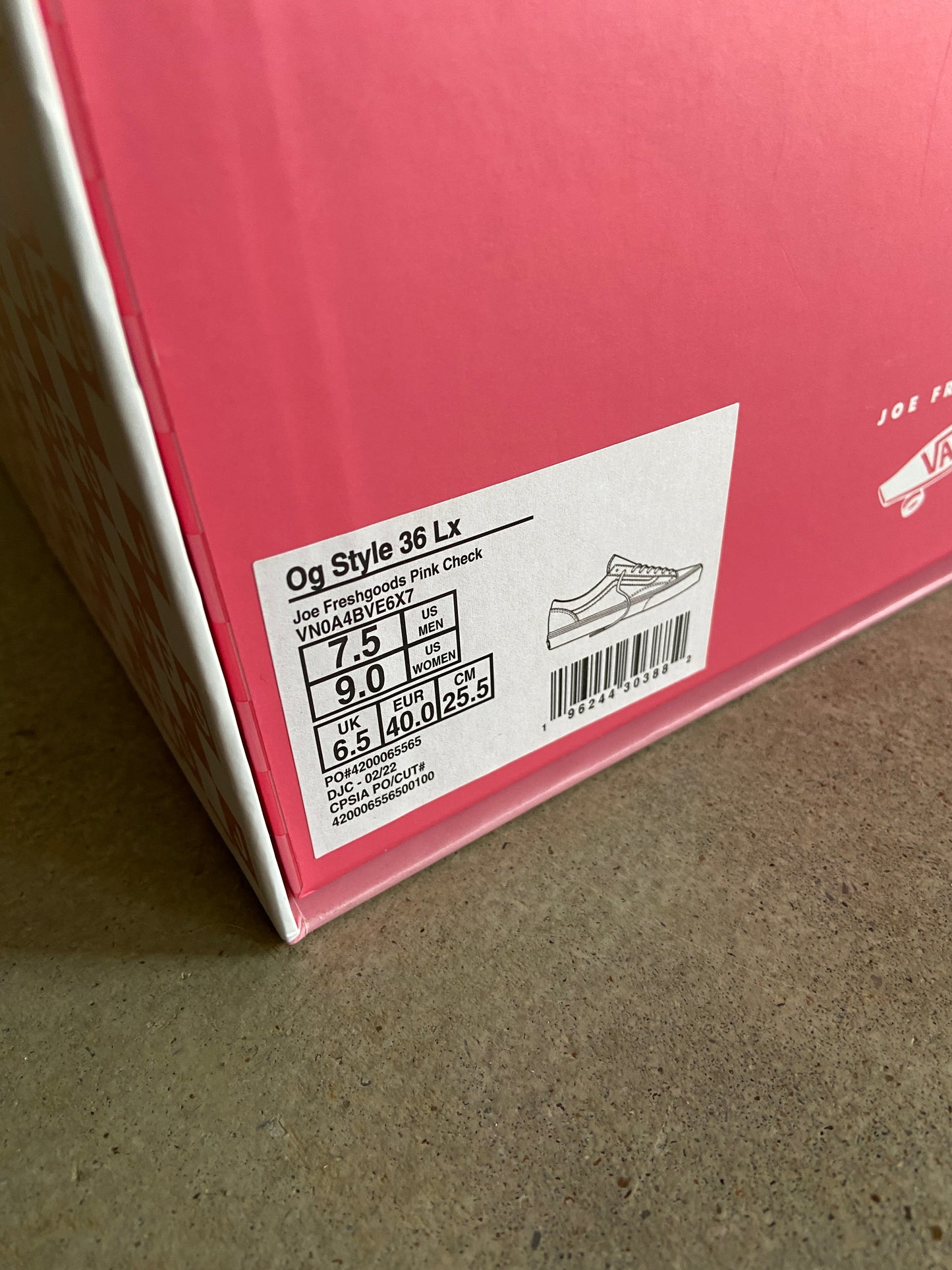 Preowned Vans Joe Freshgoods x OG Style 36 LX 'Honeymoon Stage - Pink' Sz 7.5M