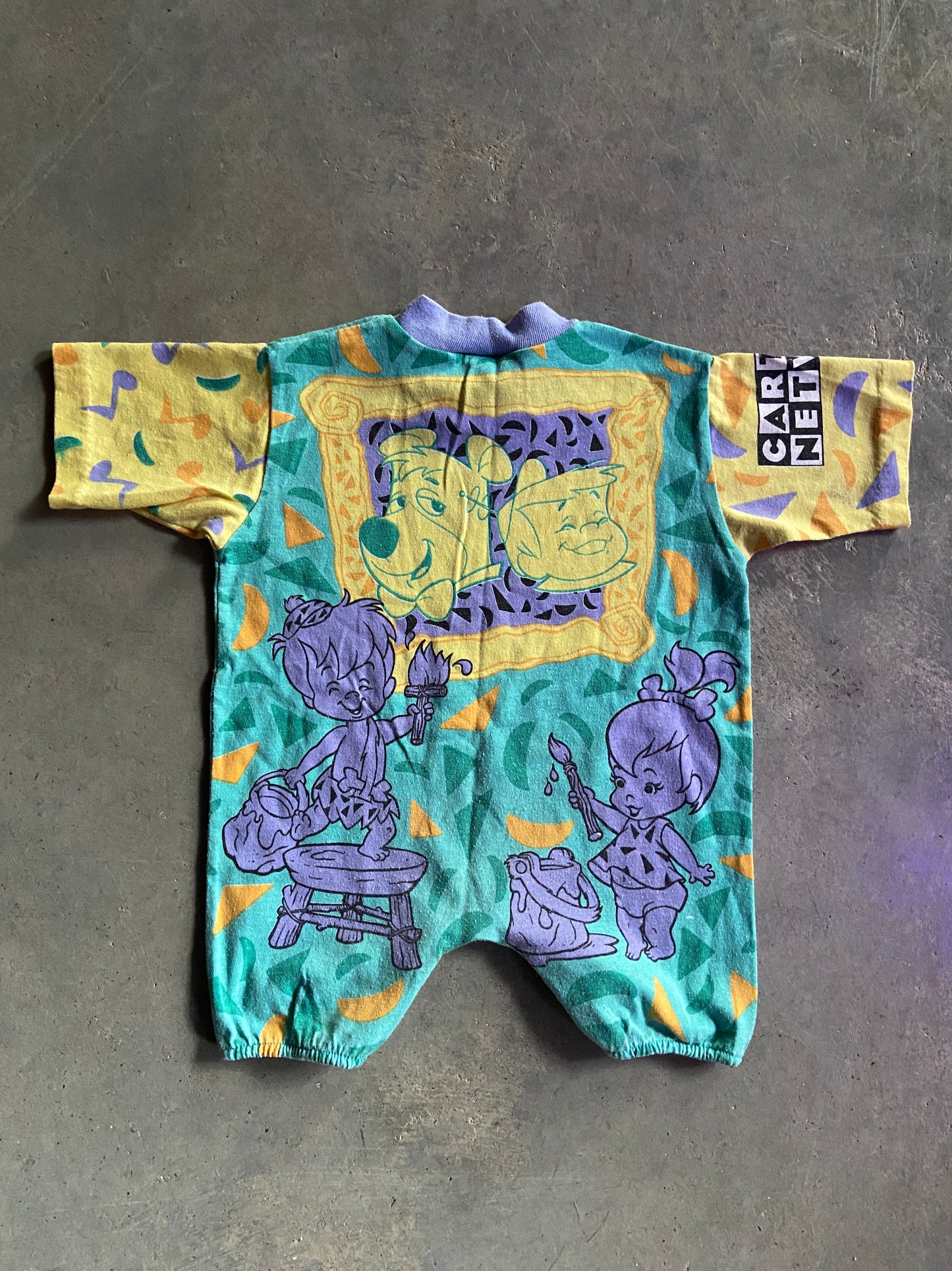 VTG Cartoon Network Blue/Yellow Onesie Sz 12 Months