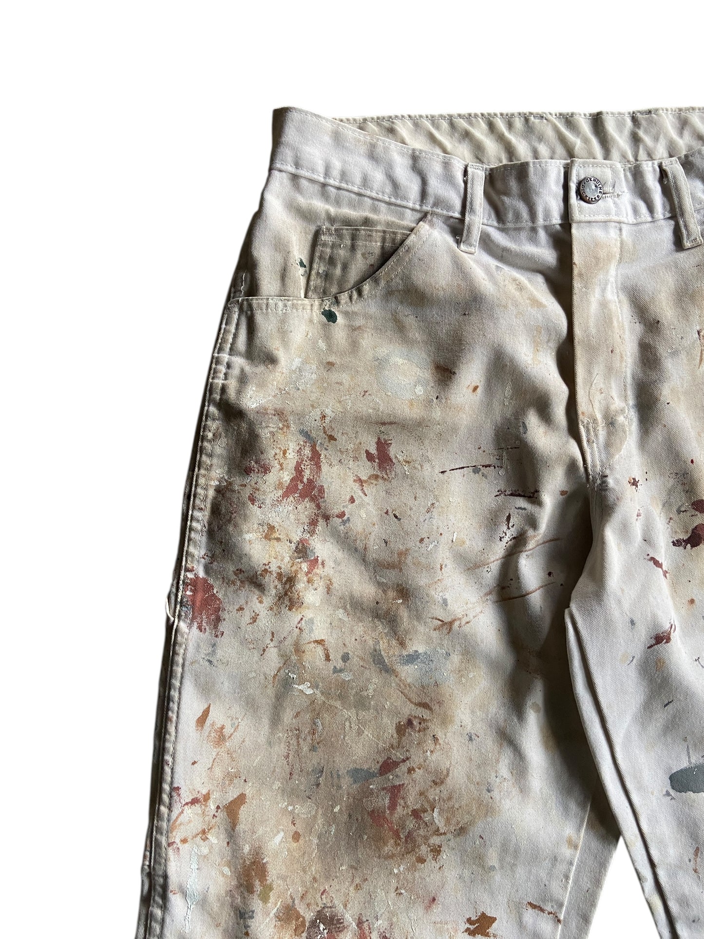 VTG Dickies Clay/Gray Paint Splash Pants Sz 34x31