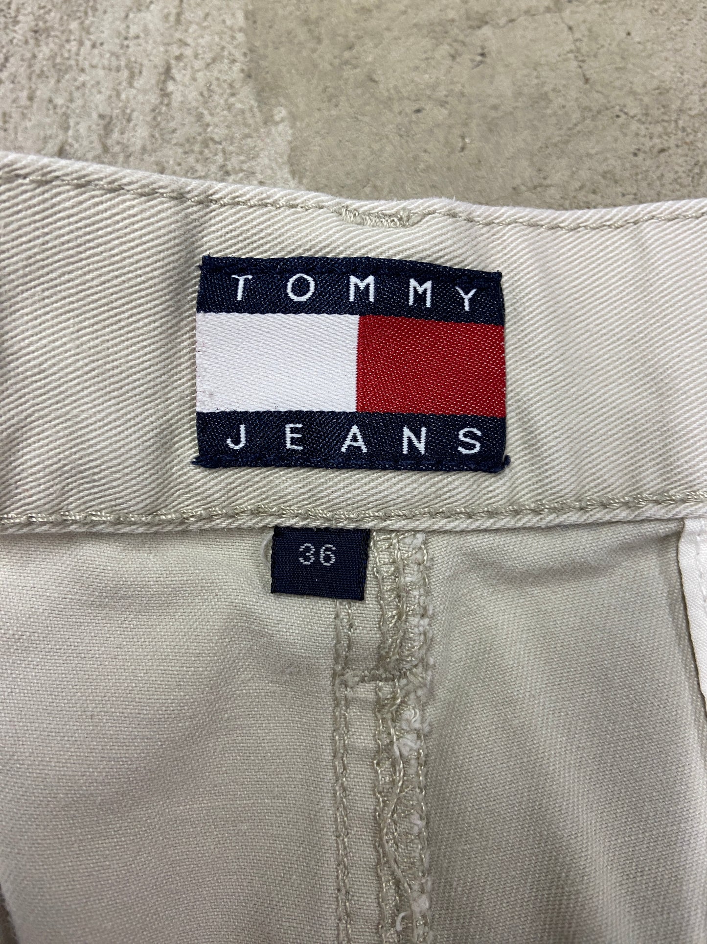 Y2K Tommy Hilfiger Khaki Cargo Baggy Jorts Sz 36