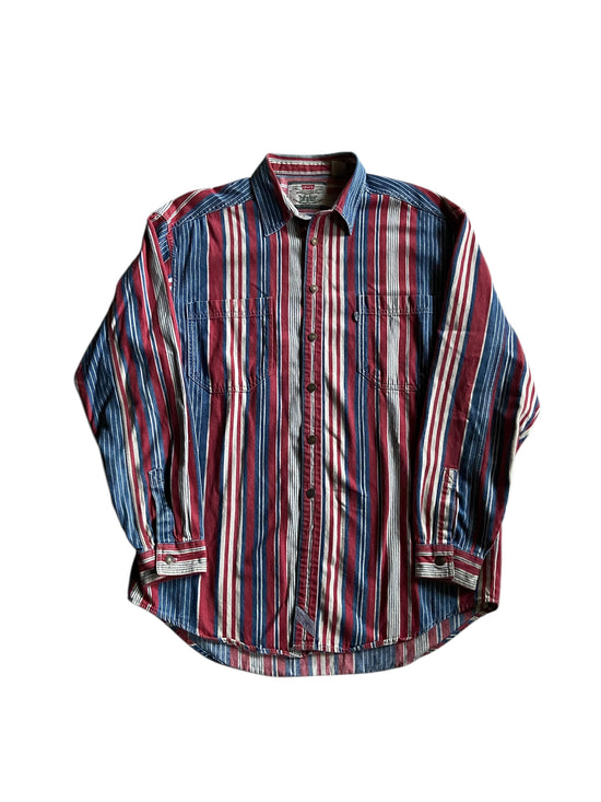 VTG Levi Blue/Red Button Up Shirt Sz L/XL