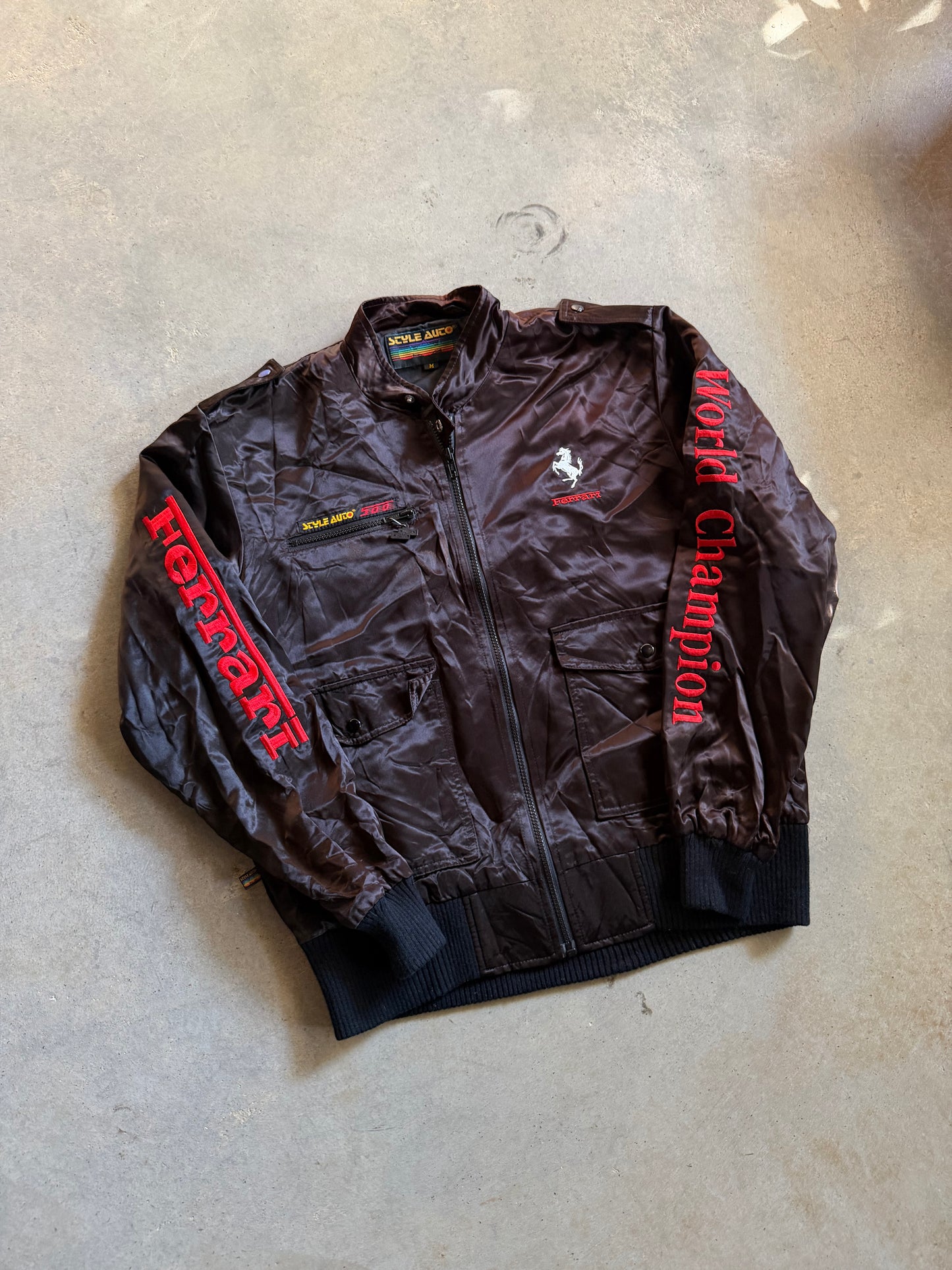 VTG Ferrari World Champion Satin Jacket Sz M