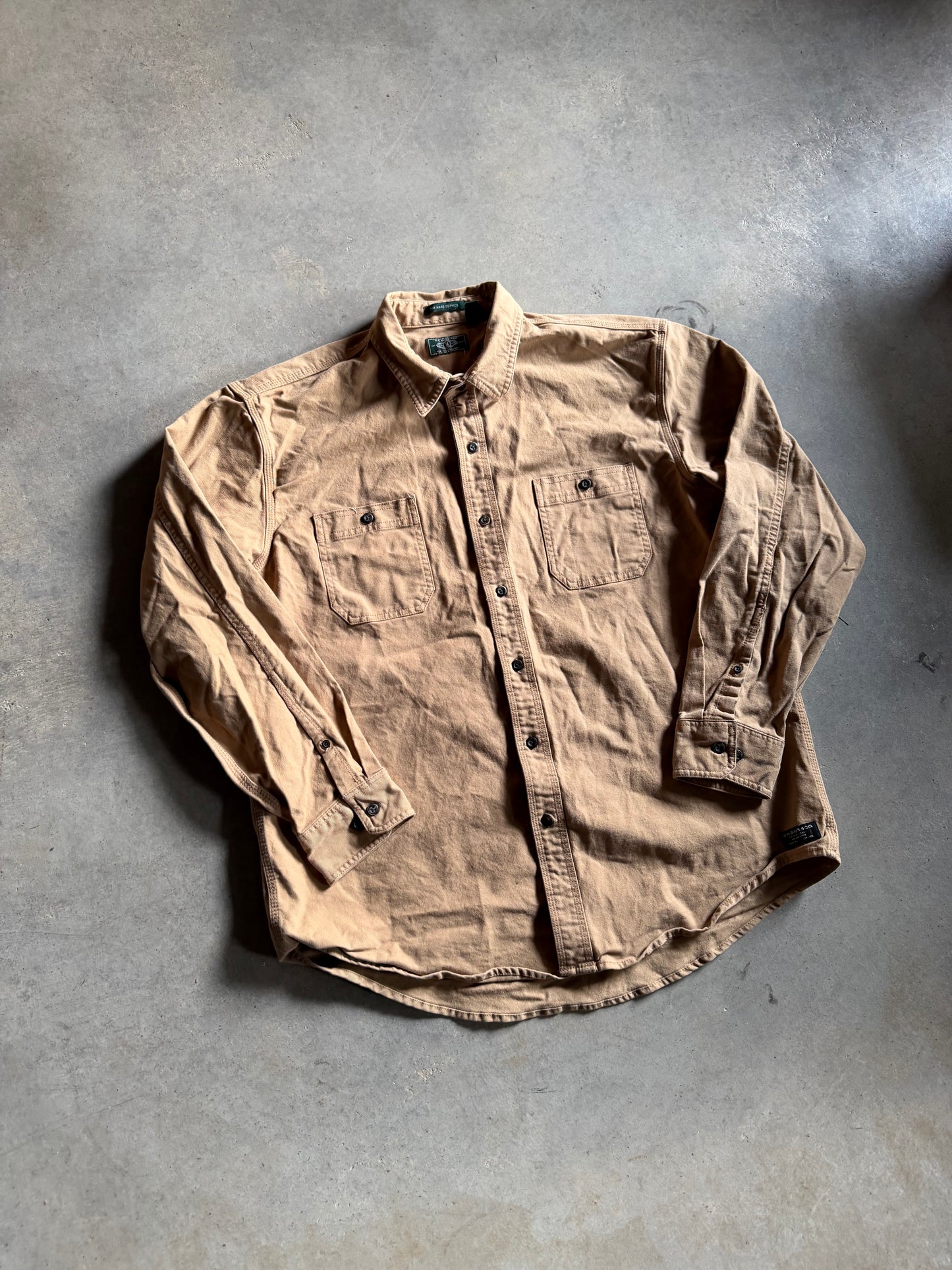 G H Bass Khaki Button Up Shirt Sz XL