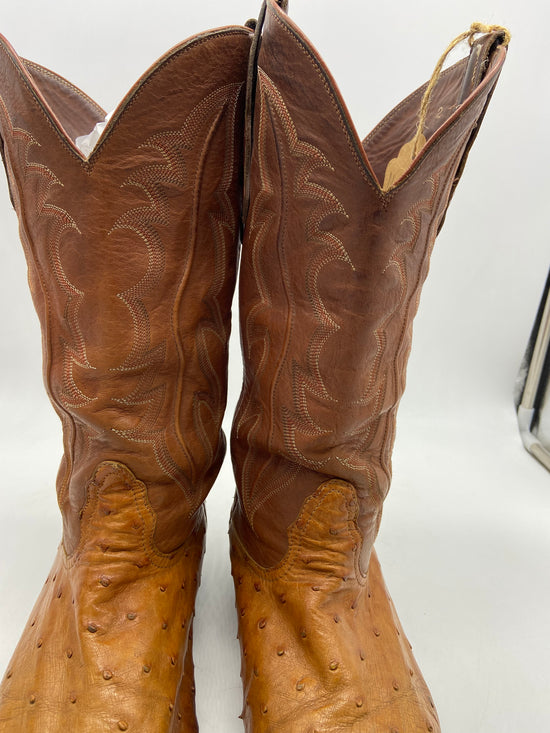 Nocona Brown Full Ostrich Quill Cowboy Western Boots Sz 10D