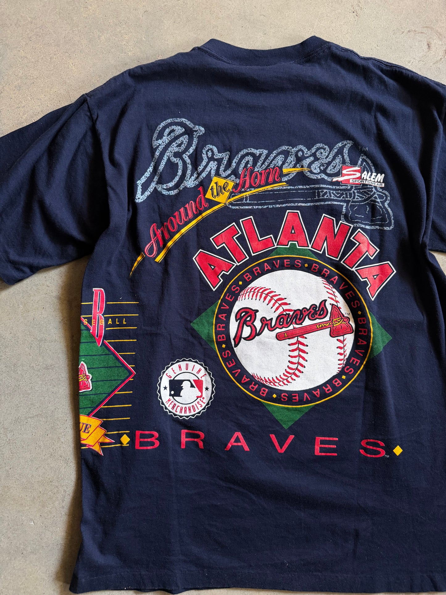 VTG Atlanta Braves Salem All Over Print Tee Sz XL
