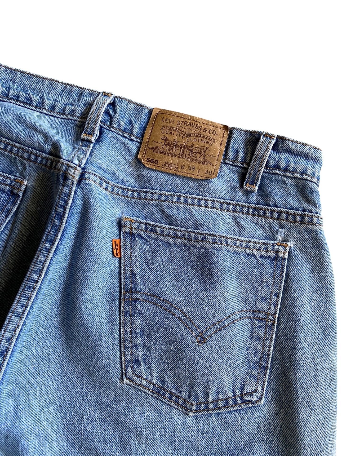 VTG Levis 560 Orange Tab Denim Jeans Sz 38x30