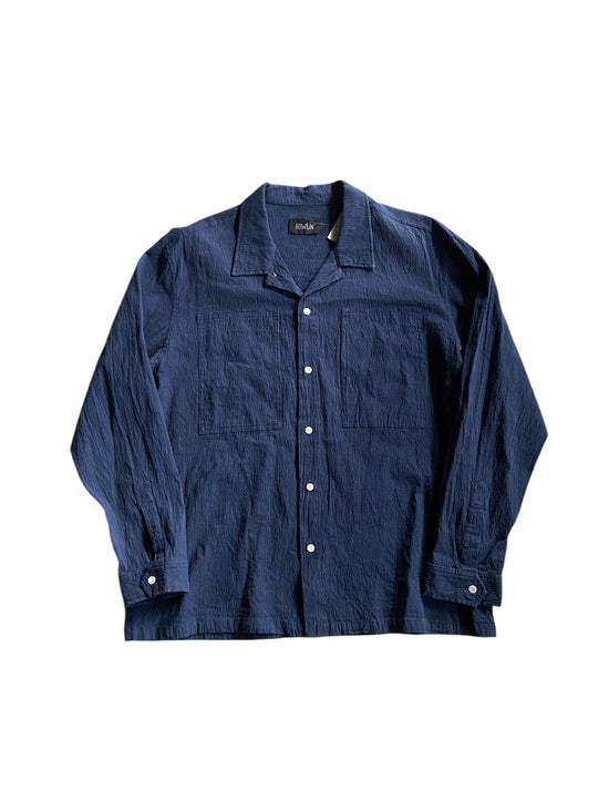 Howlin Navy Seersucker Button Up Shirt Sz XL
