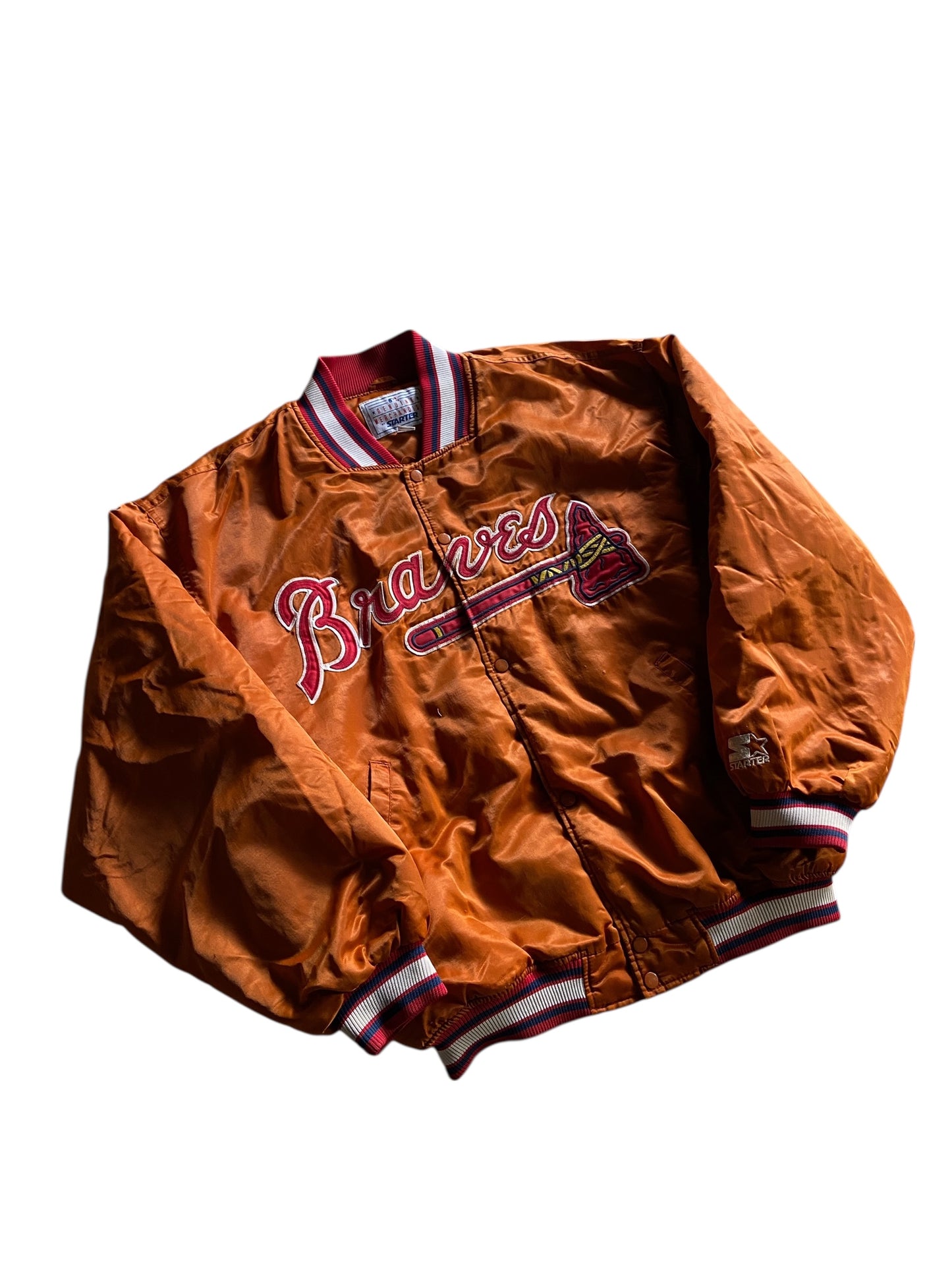 VTG Atlanta Braves Orange Starter Jacket Sz 2XL