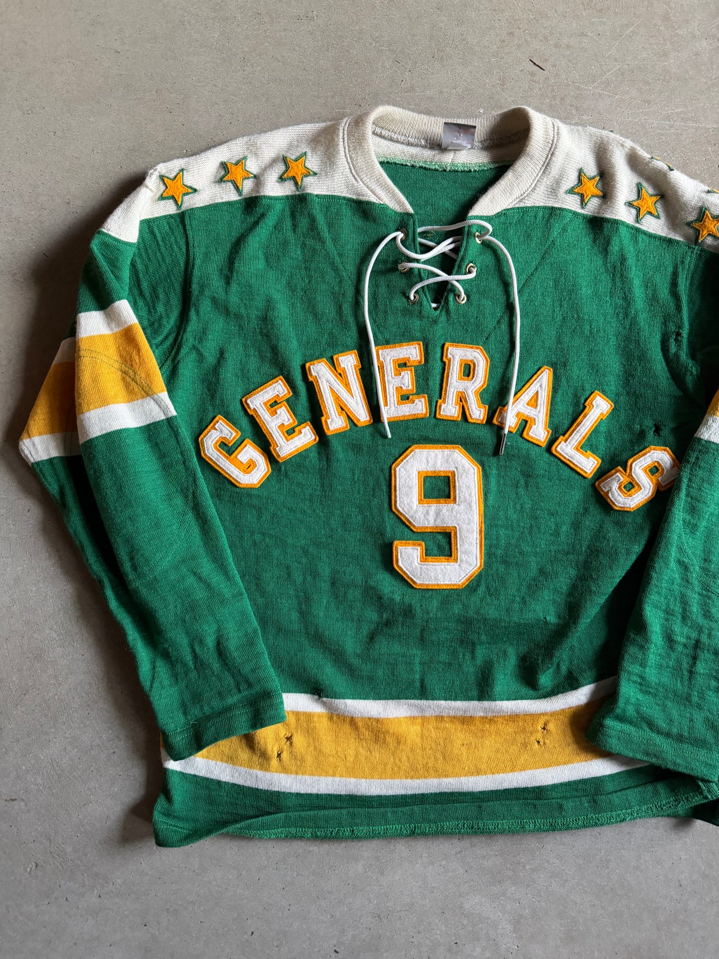 Ebbets Field Central Green Wool Hockey Jersey Sz L/XL