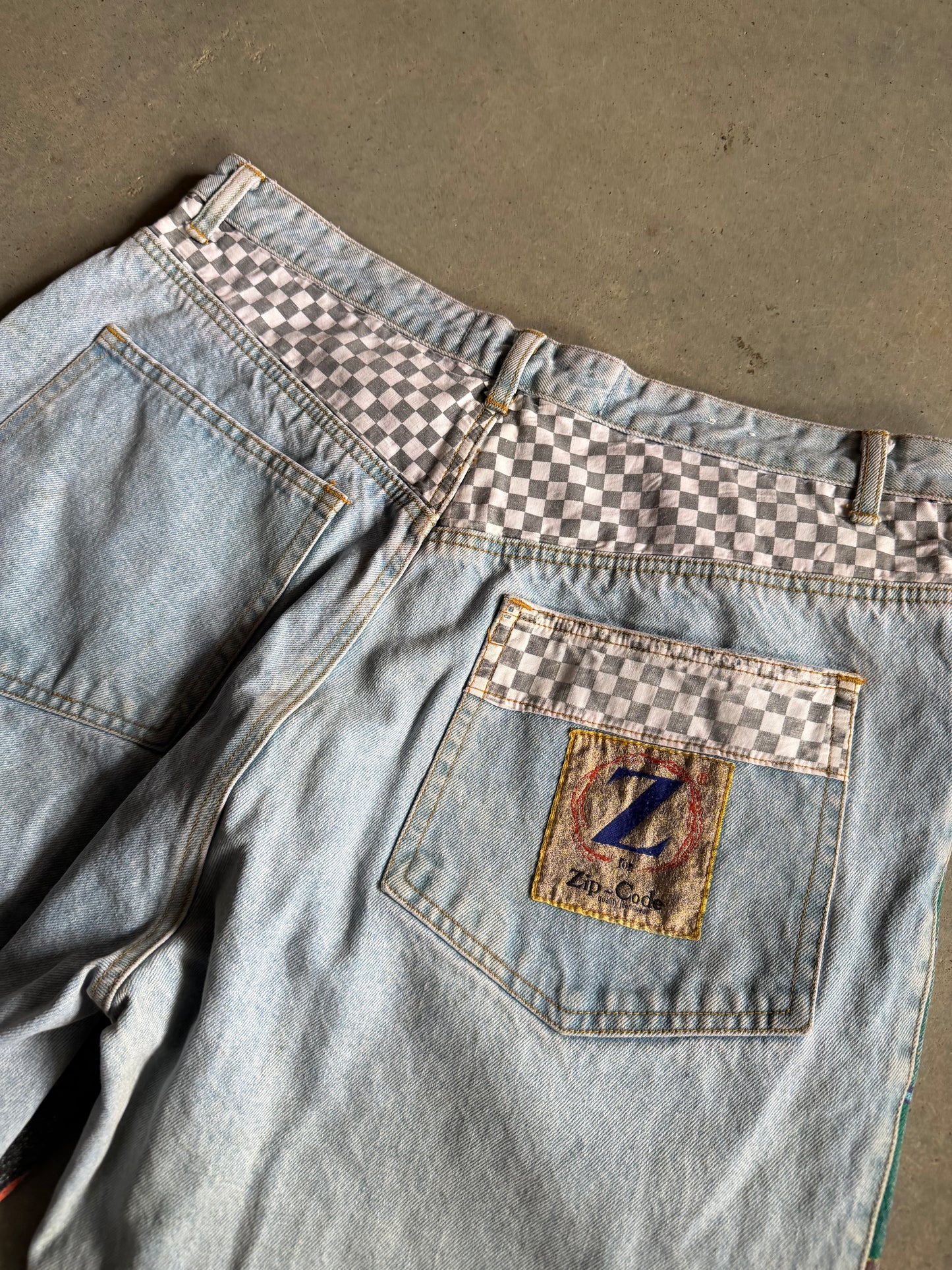 VTG Zip Code Formula One Graphic Jeans Sz 36x24