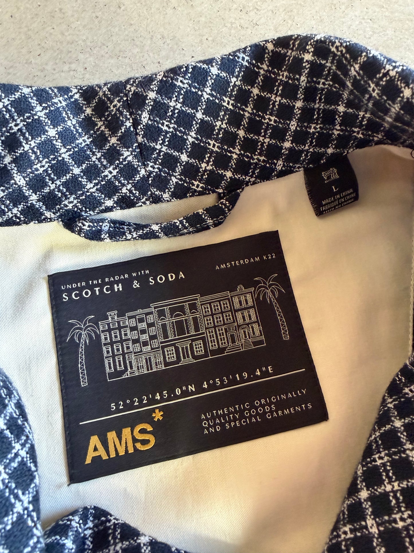 Scotch & Soda AMS Blazer Blue Stripe Jacket Sz L