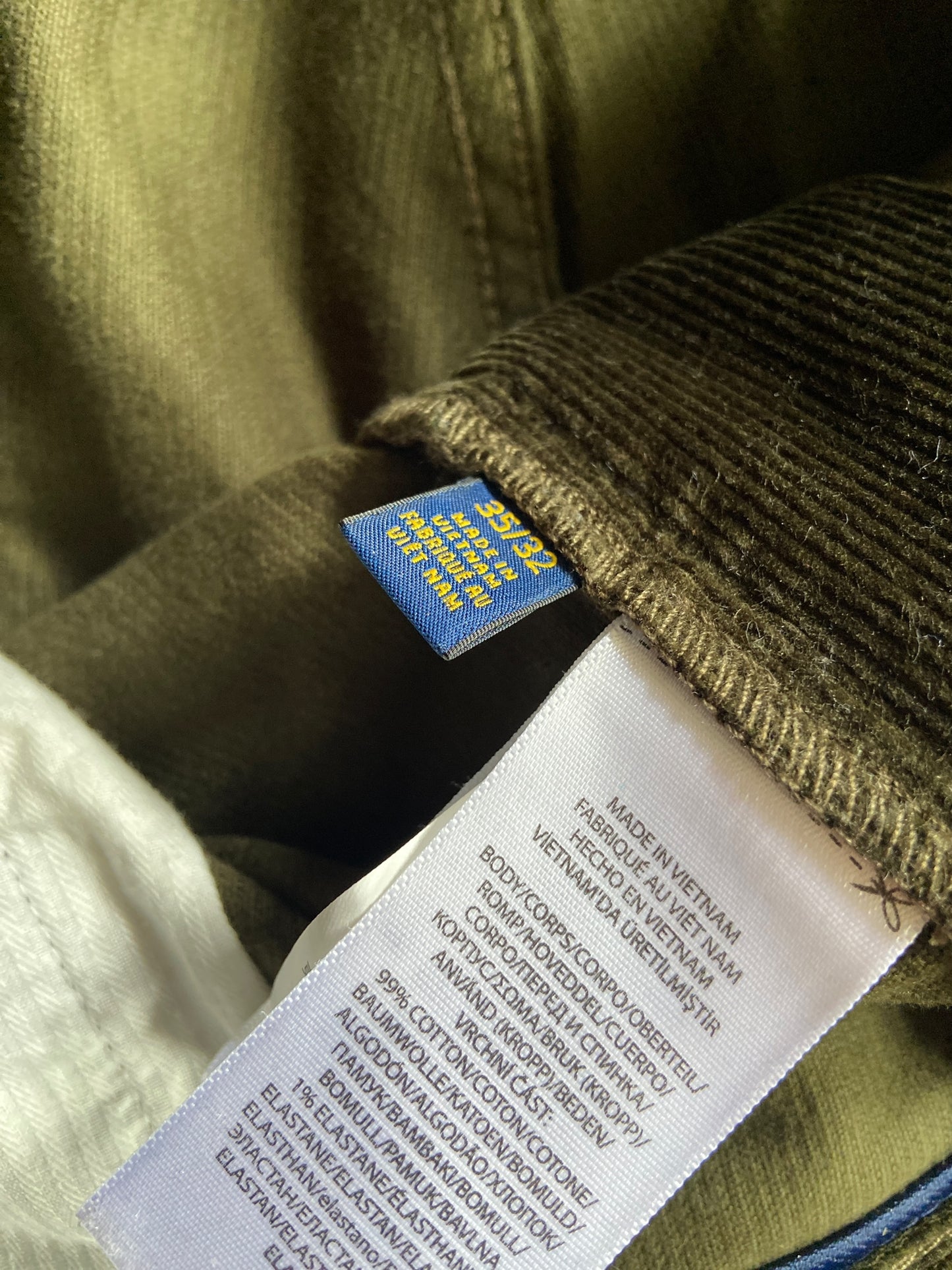 Polo Ralph Lauren Olive Corduroy Pants Sz 35x32