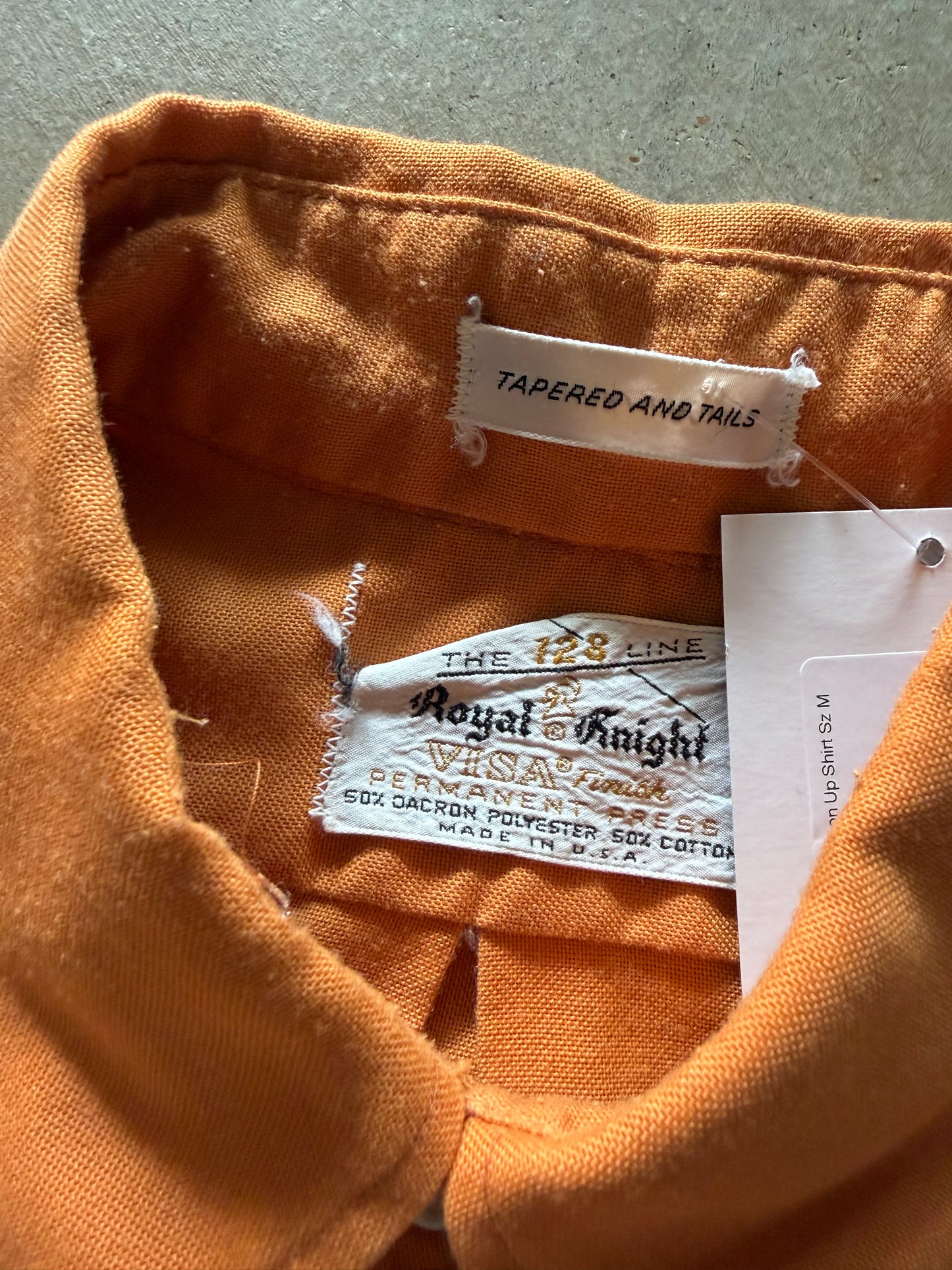 VTG Royal Knight Orange Button Up Shirt Sz M