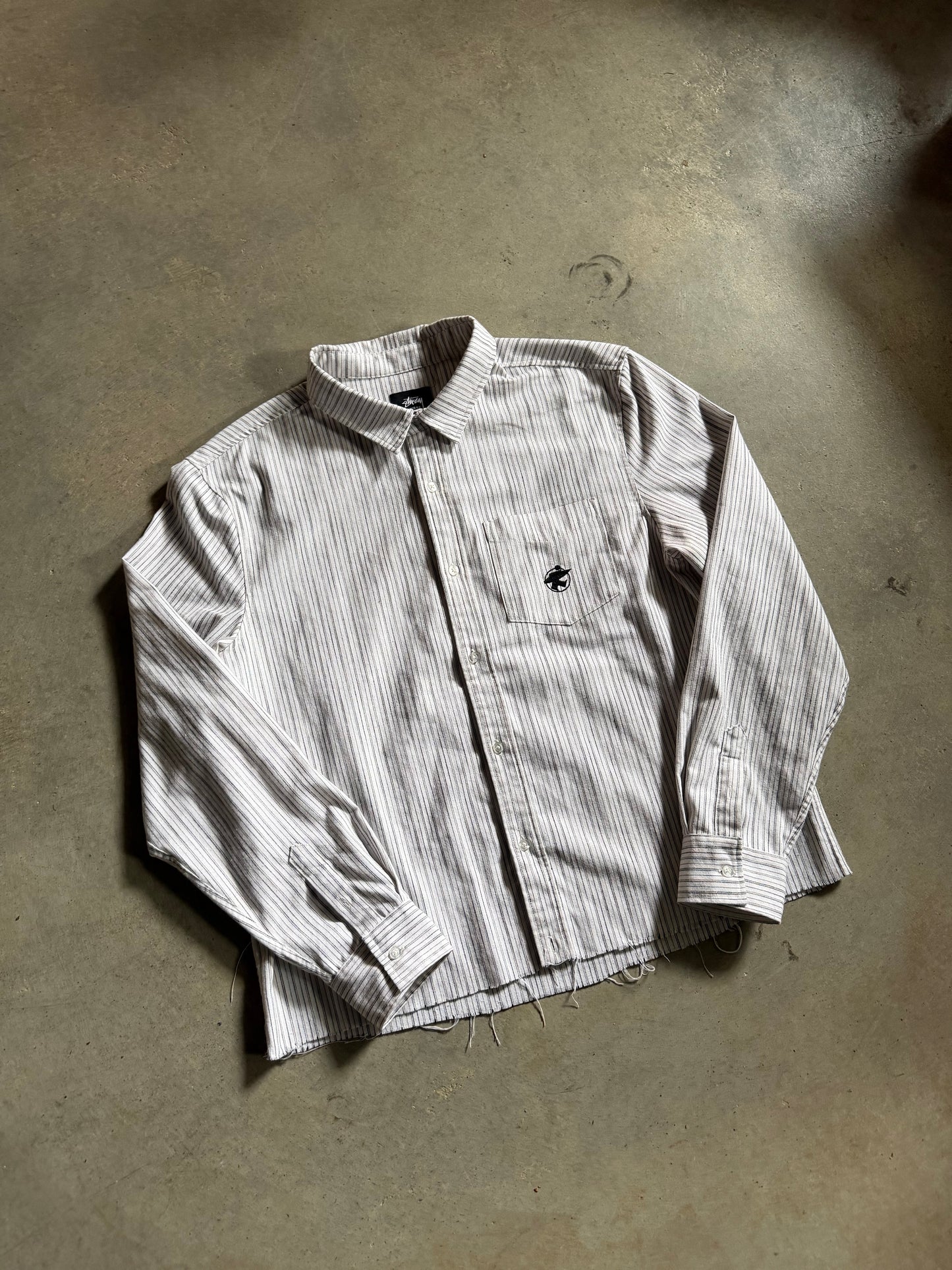 Stussy Surf Man Strip LS Button Up Shirt Sz L