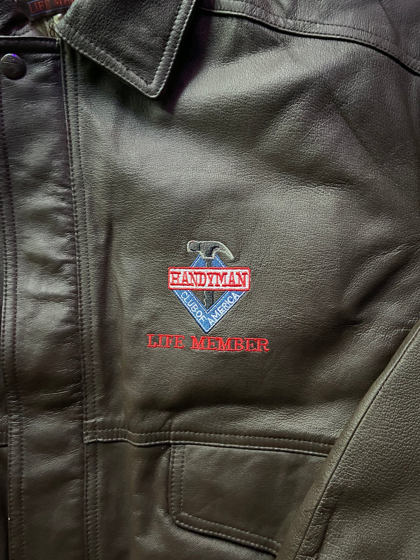 VTG Handyman Club of America Leather Bomber Jacket Sz L