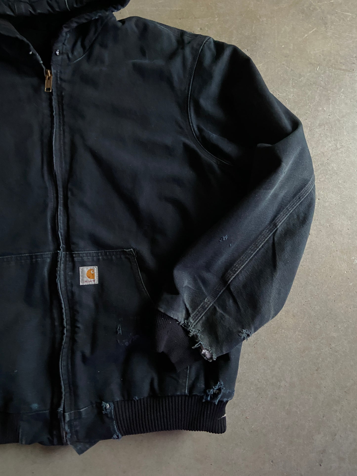 VTG Carhartt Black Hooded Jacket Sz XLT J140BLK