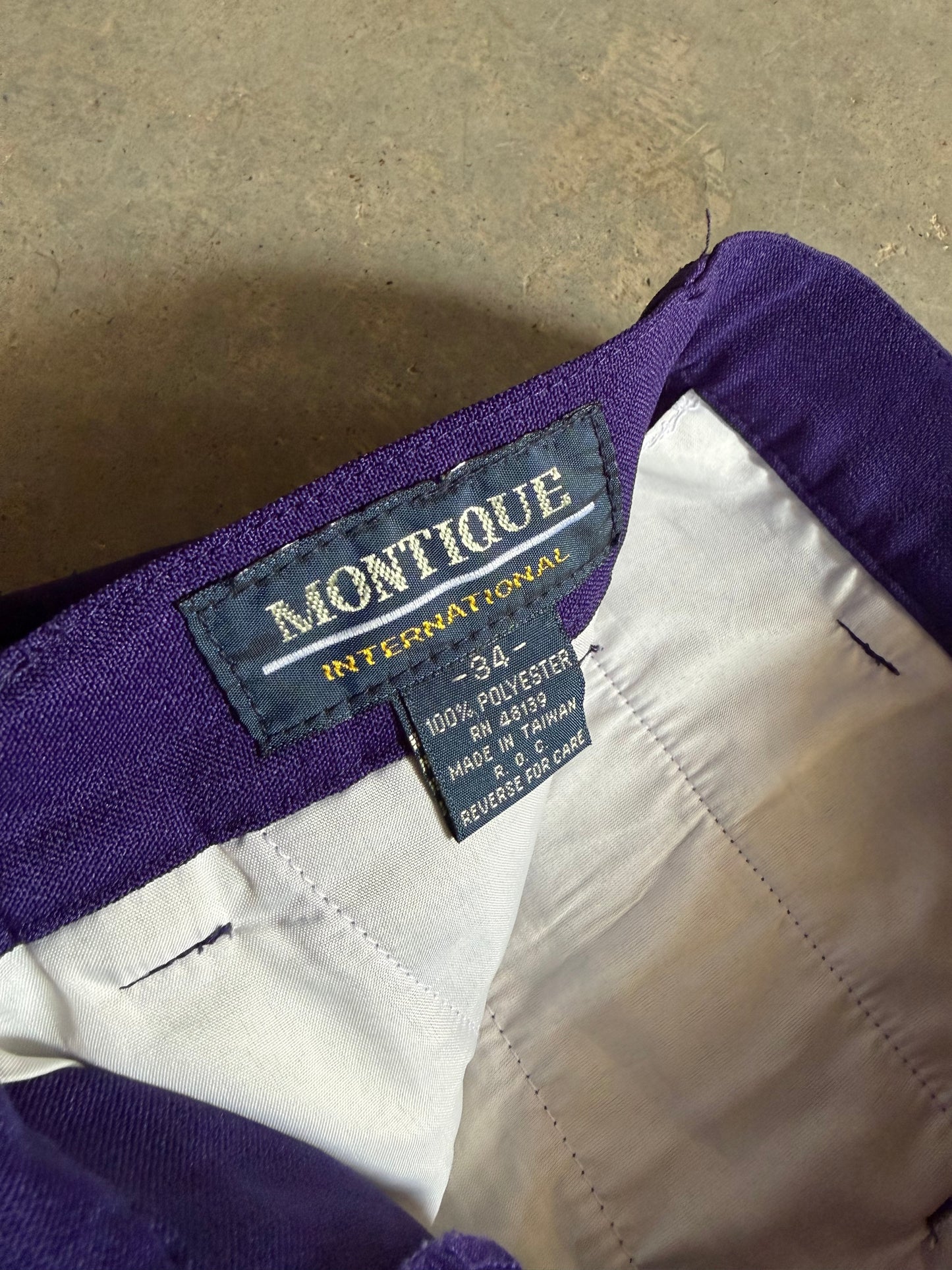 VTG Montique Purple Dress Pants Sz 34x32