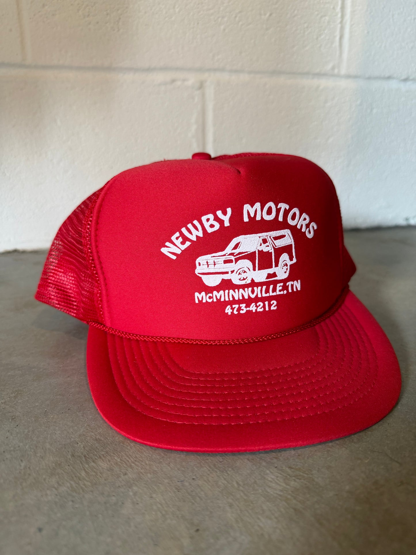VTG Newby Motors Truck Red Trucker Hat