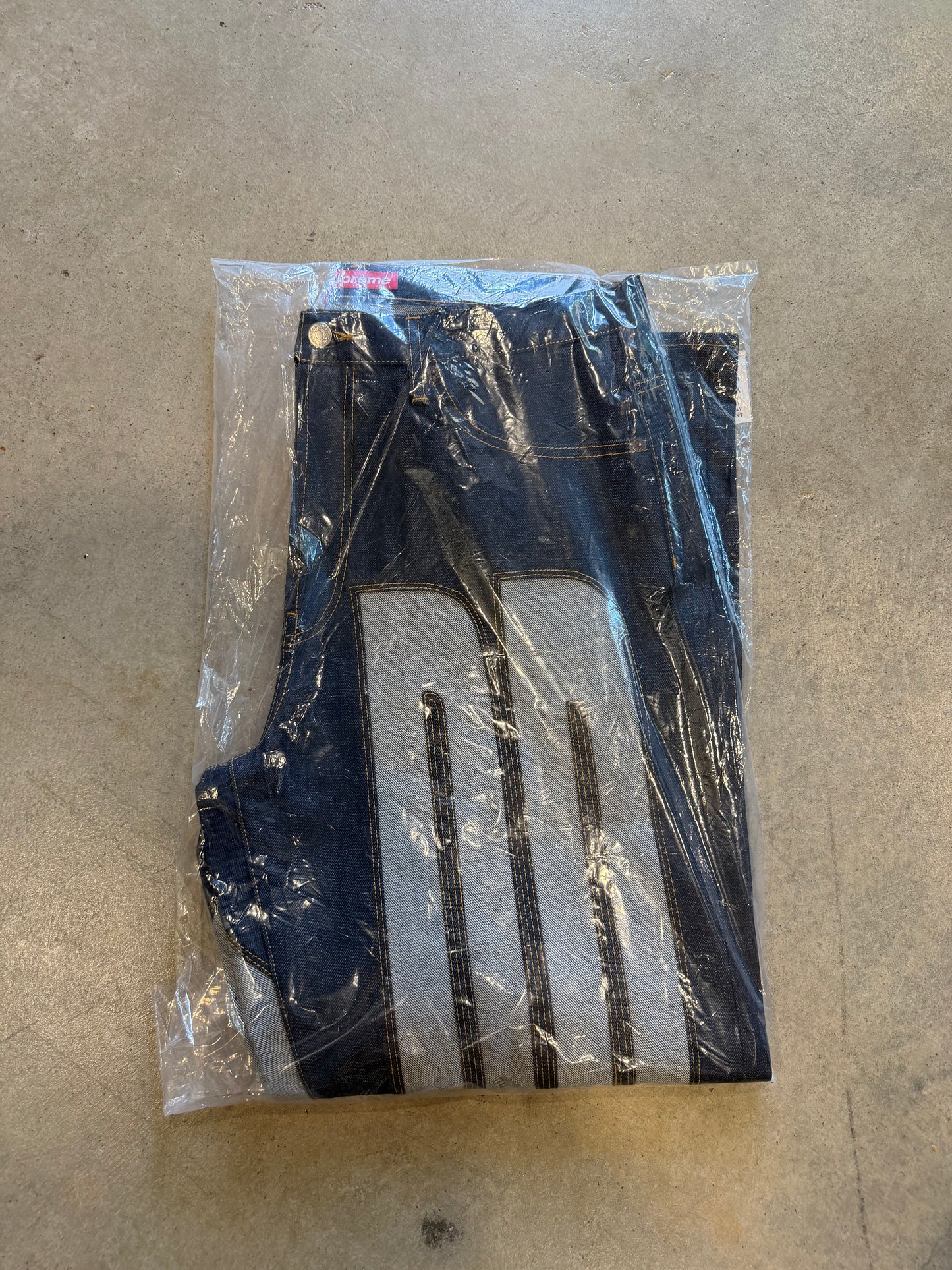 Supreme Inset Spellout Baggy Jean Rigid Indigo Sz 32