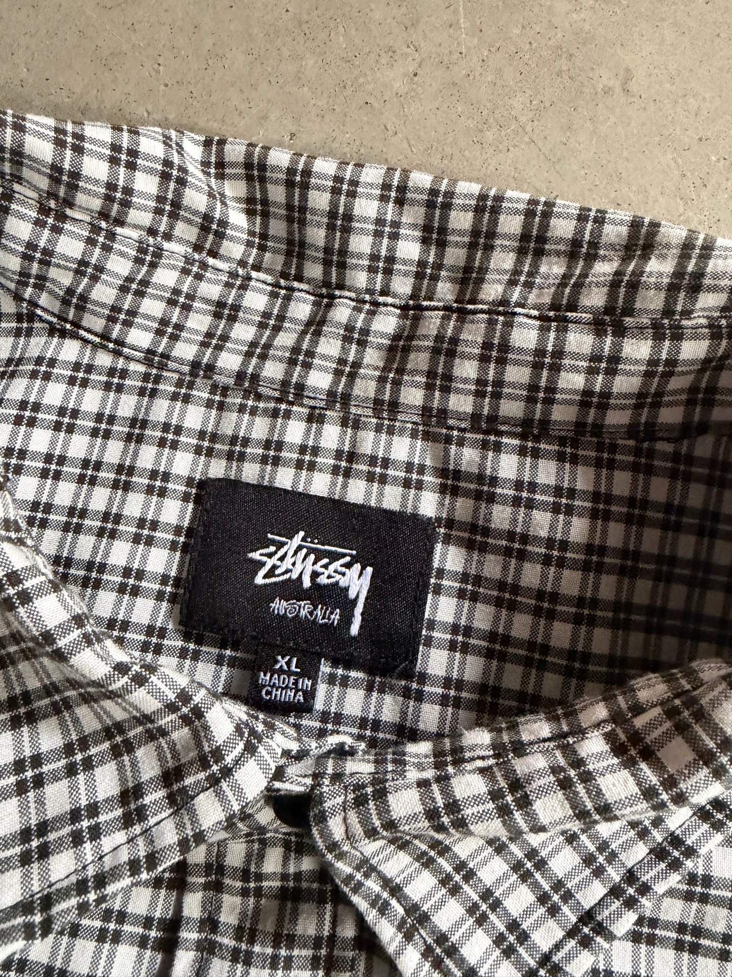 Stussy Checkered SS Button Up Shirt Sz XL