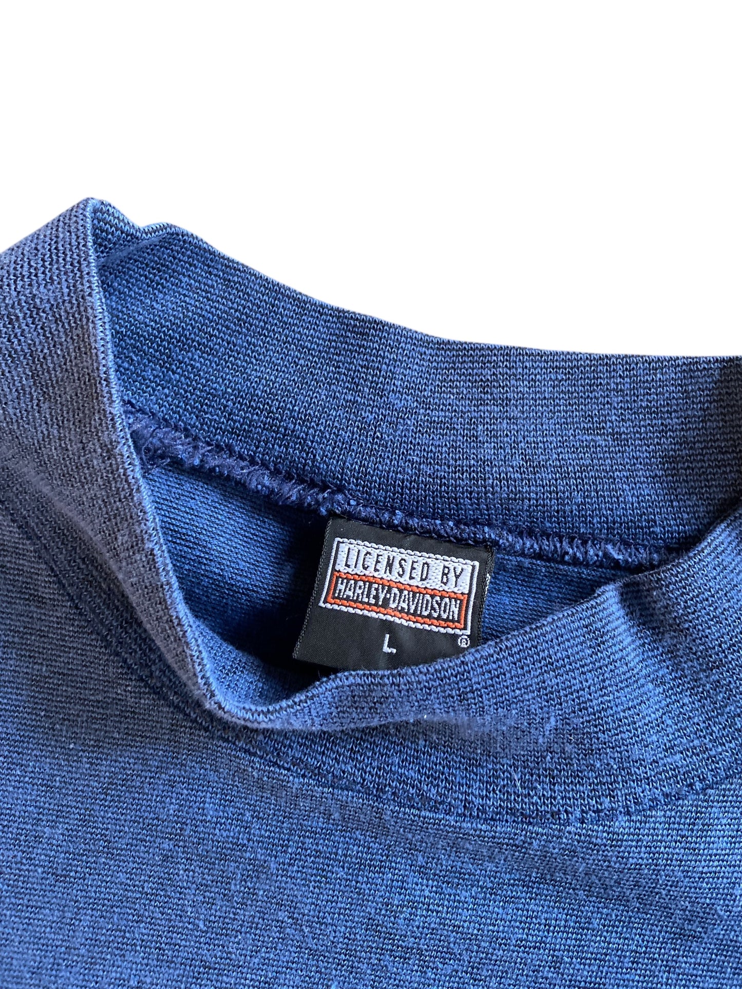 VTG Harley Davidson Made In The USA Blue LS Tee Sz L