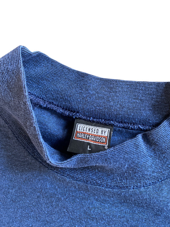 VTG Harley Davidson Made In The USA Blue LS Tee Sz L