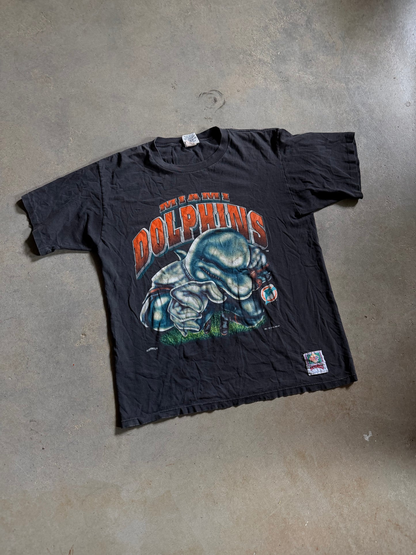 VTG Miami Dolphins Nutmeg Mascot Tee Sz XL